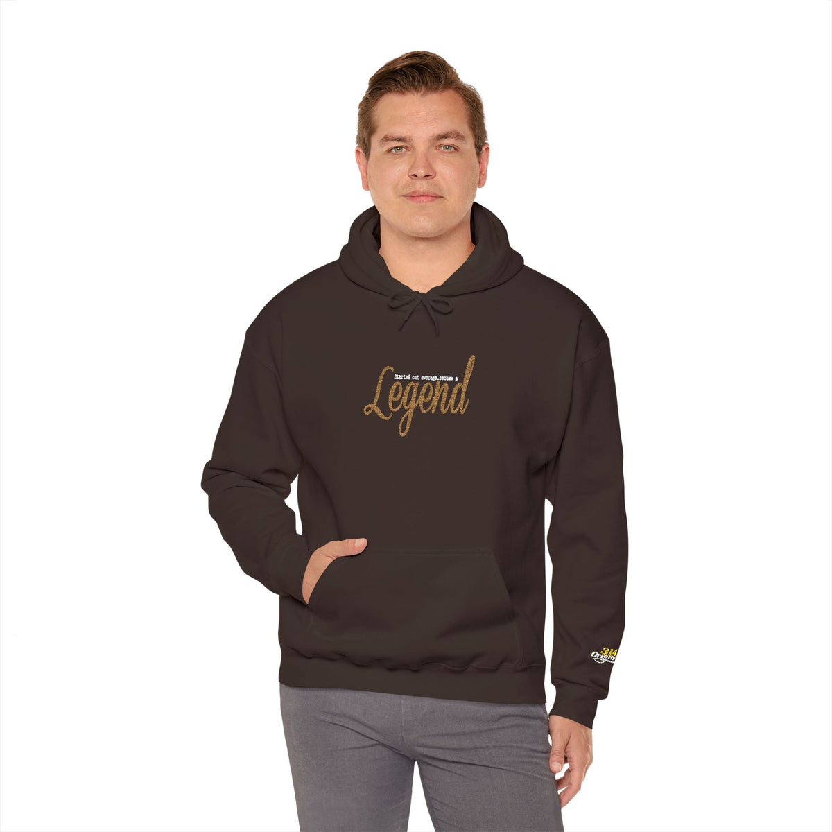 Legend Script Hoodie-Cozy Pullover with Gold Text - 314 Originals