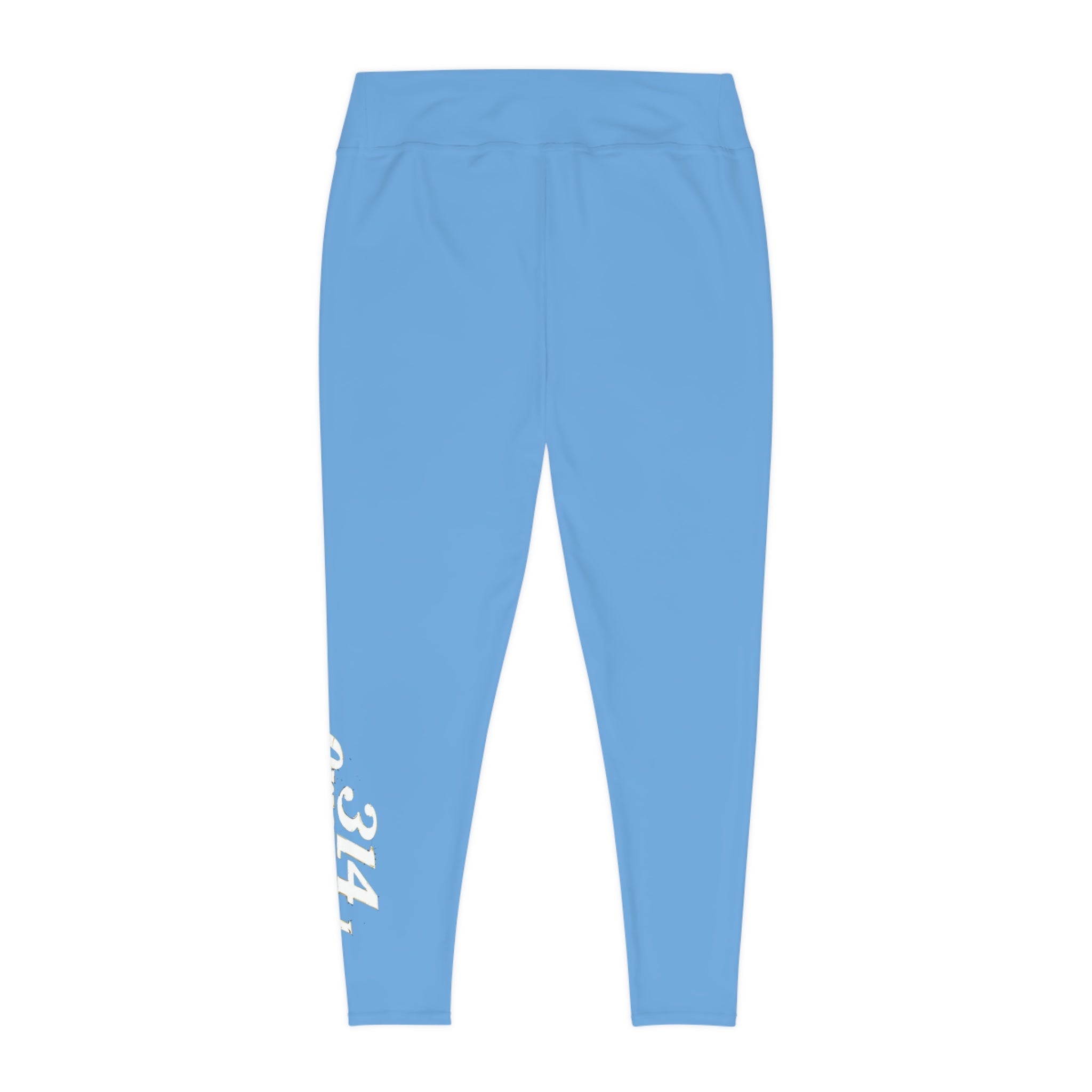 light Blue Plus Size Leggings — Subtle Side Script Graphic, Comfortable Everyday Activewear - 314 Originals