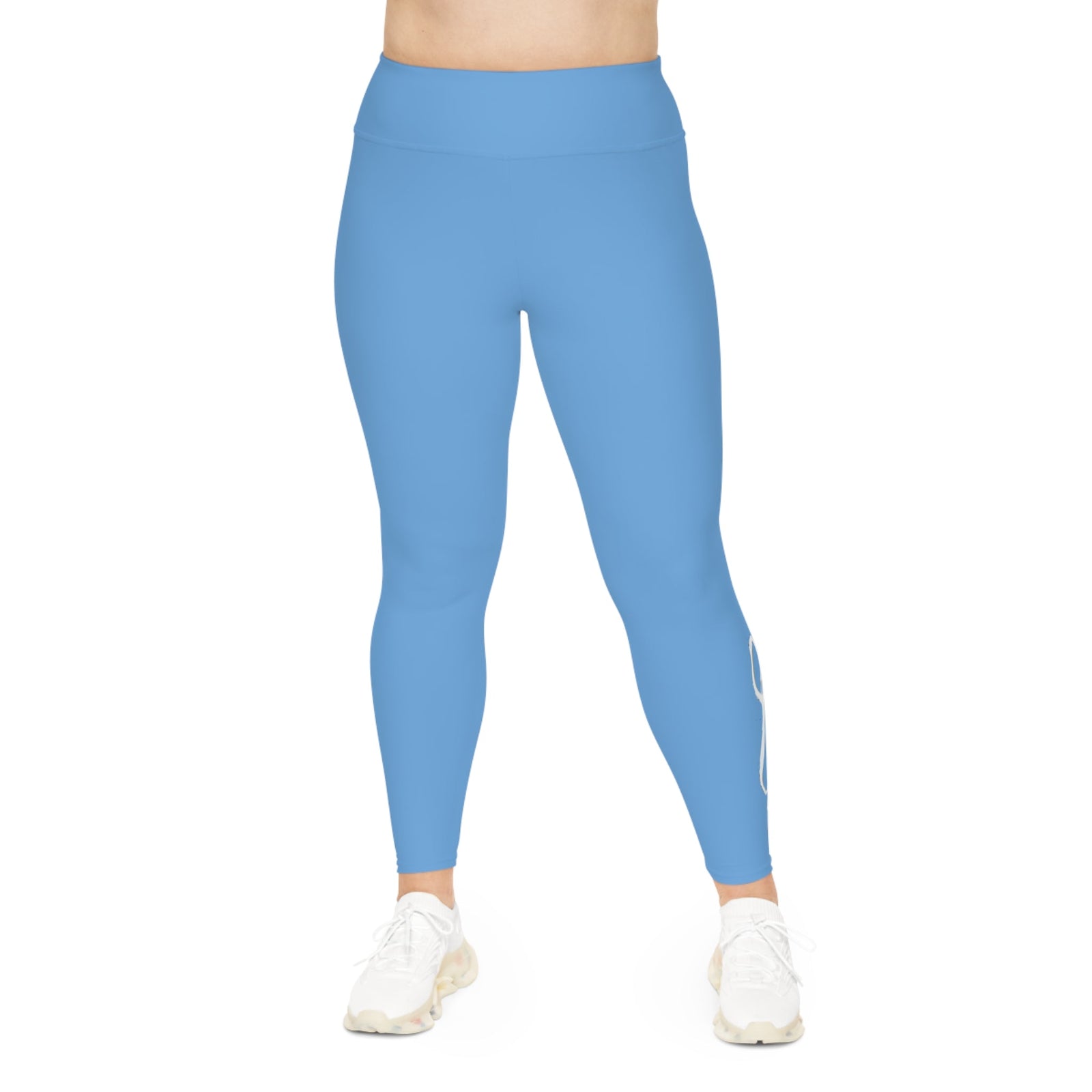 light Blue Plus Size Leggings — Subtle Side Script Graphic, Comfortable Everyday Activewear - 314 Originals