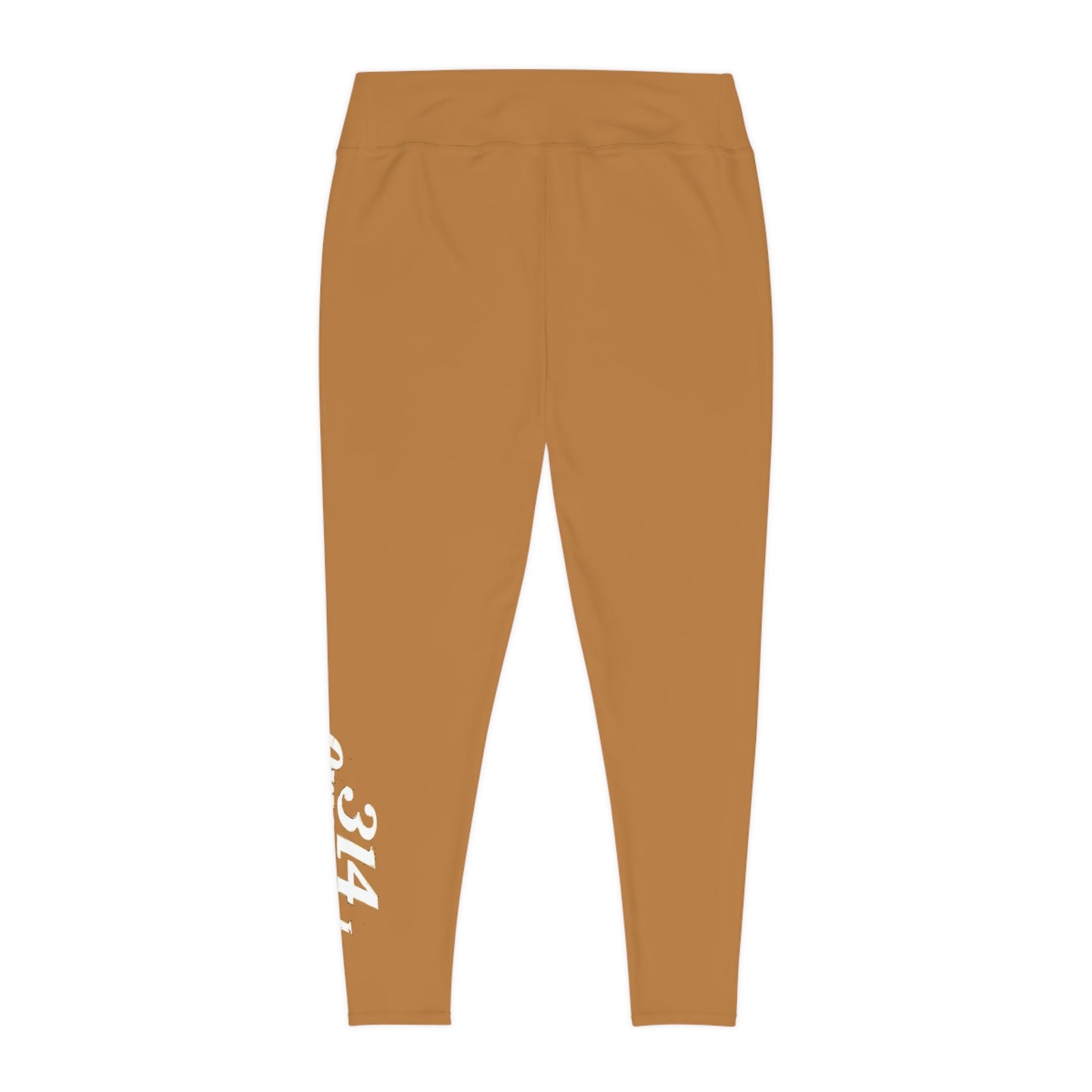 Light Brown Plus Size Leggings — Subtle Side Script Graphic, Comfortable Everyday Activewear - 314 Originals