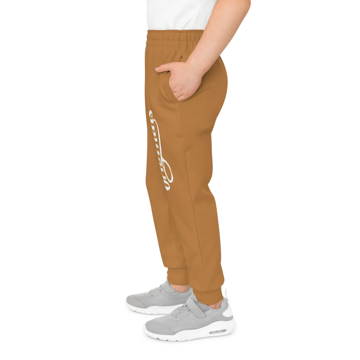 Light Brown Youth Joggers with 314 Originals Side Graphic — Kids Athletic Sweatpants - 314 Originals