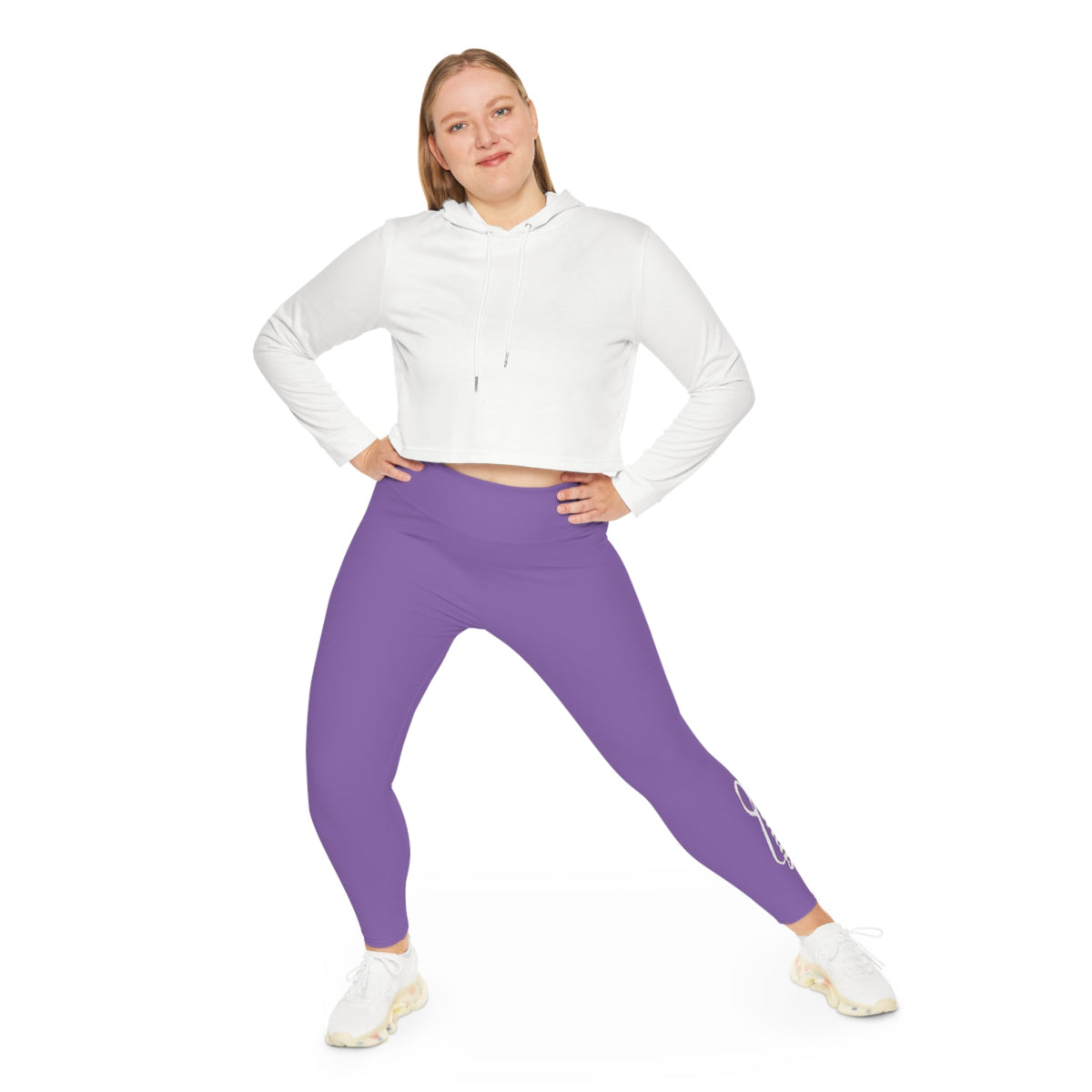 Light Purple Plus Size Leggings — Subtle Side Script Graphic, Comfortable Everyday Activewear - 314 Originals
