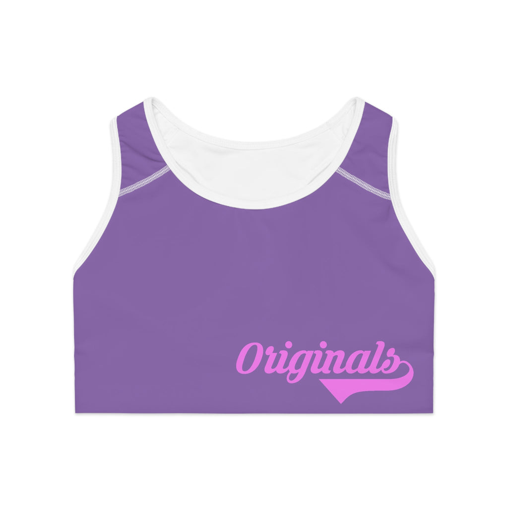 Light Purple Sports Bra — "Originals" Pink Script Athletic Crop Top - 314 Originals