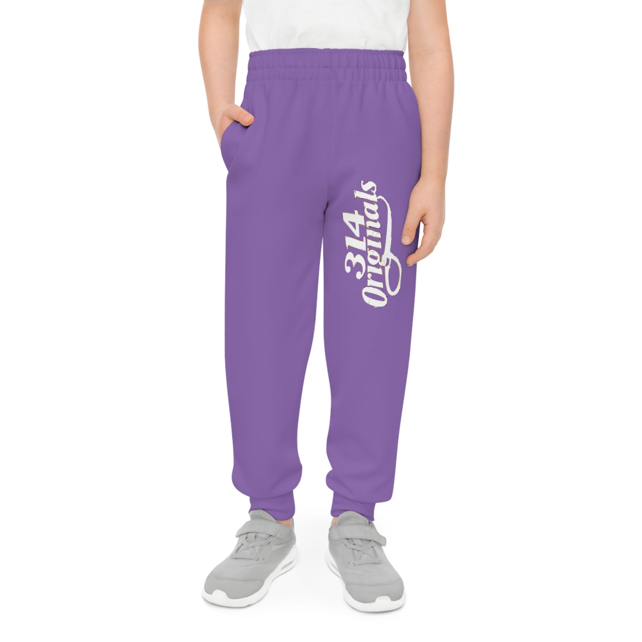 Light Purple Youth Joggers with 314 Originals Side Graphic — Kids Athletic Sweatpants - 314 Originals