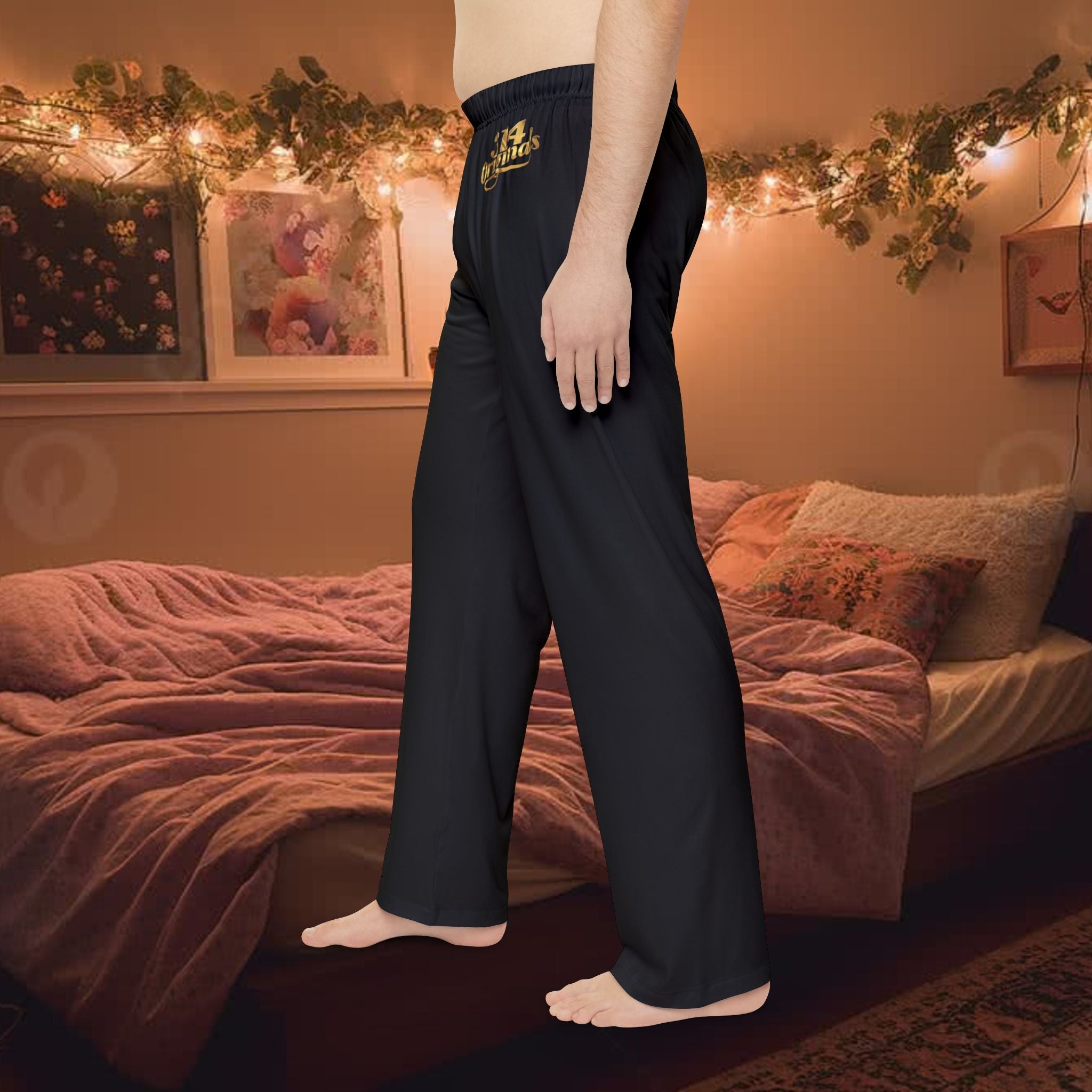 Men's Pajama Pants — Relaxed Black Lounge Sleepwear with Small Monogram Accent - 314 Originals