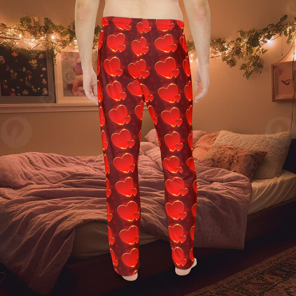 Men's Red Heart Pattern Pajama Pants – Valentine's Lounge Sleepwear - 314 Originals