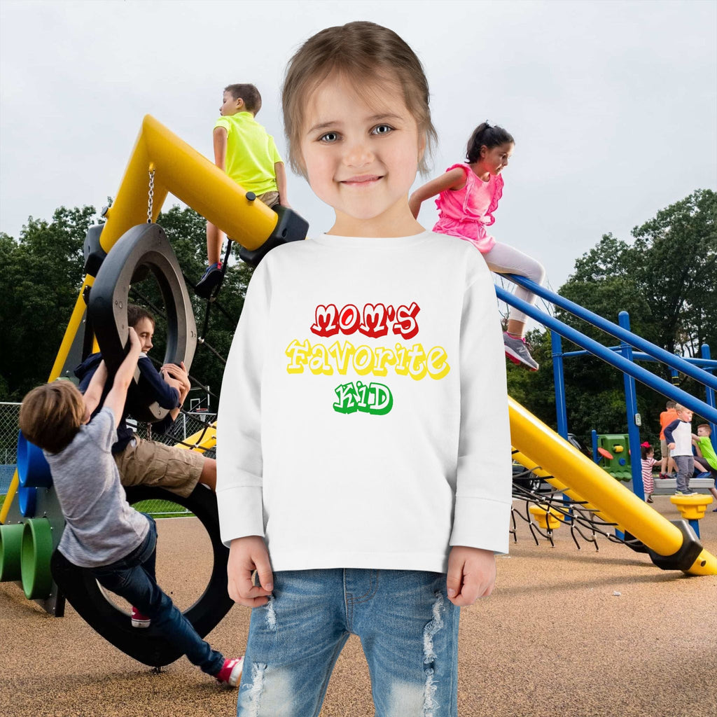 “Mom’s Favorite Kid” Toddler Long Sleeve Tee — Colorful Rasta Kids Shirt - 314 Originals