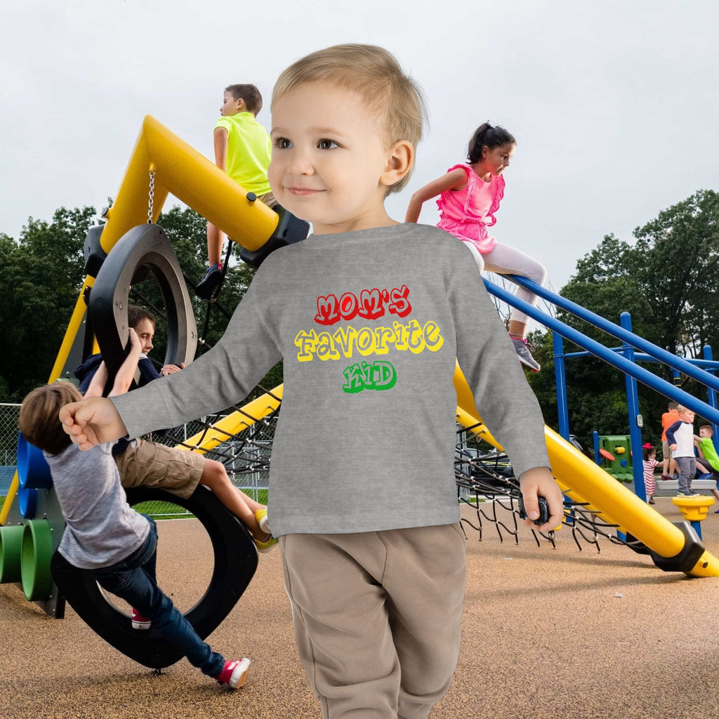 “Mom’s Favorite Kid” Toddler Long Sleeve Tee — Colorful Rasta Kids Shirt - 314 Originals