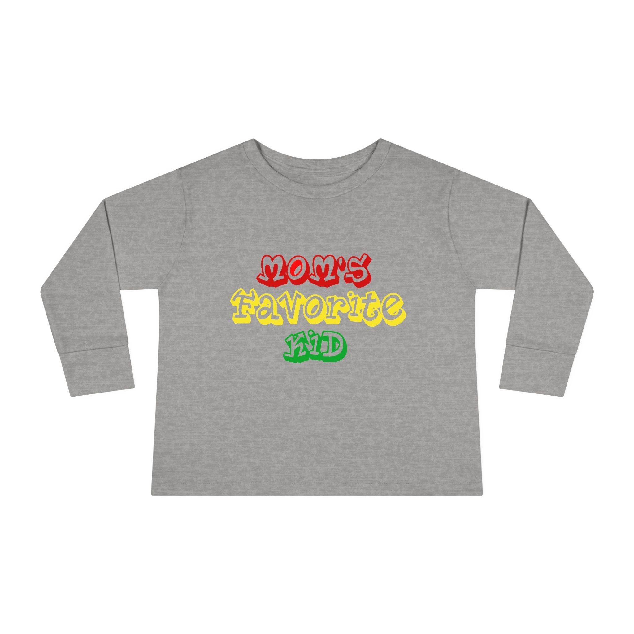 “Mom’s Favorite Kid” Toddler Long Sleeve Tee — Colorful Rasta Kids Shirt - 314 Originals