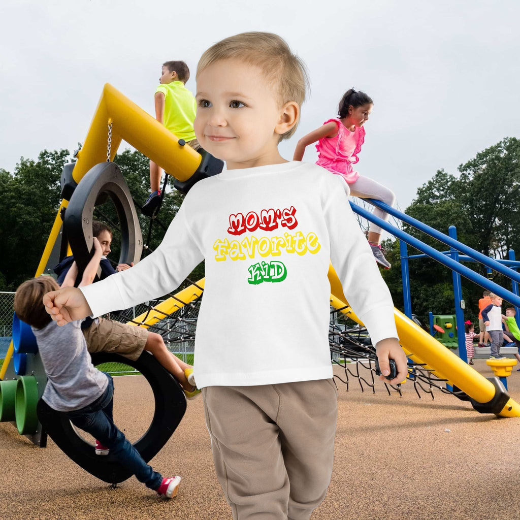 “Mom’s Favorite Kid” Toddler Long Sleeve Tee — Colorful Rasta Kids Shirt - 314 Originals