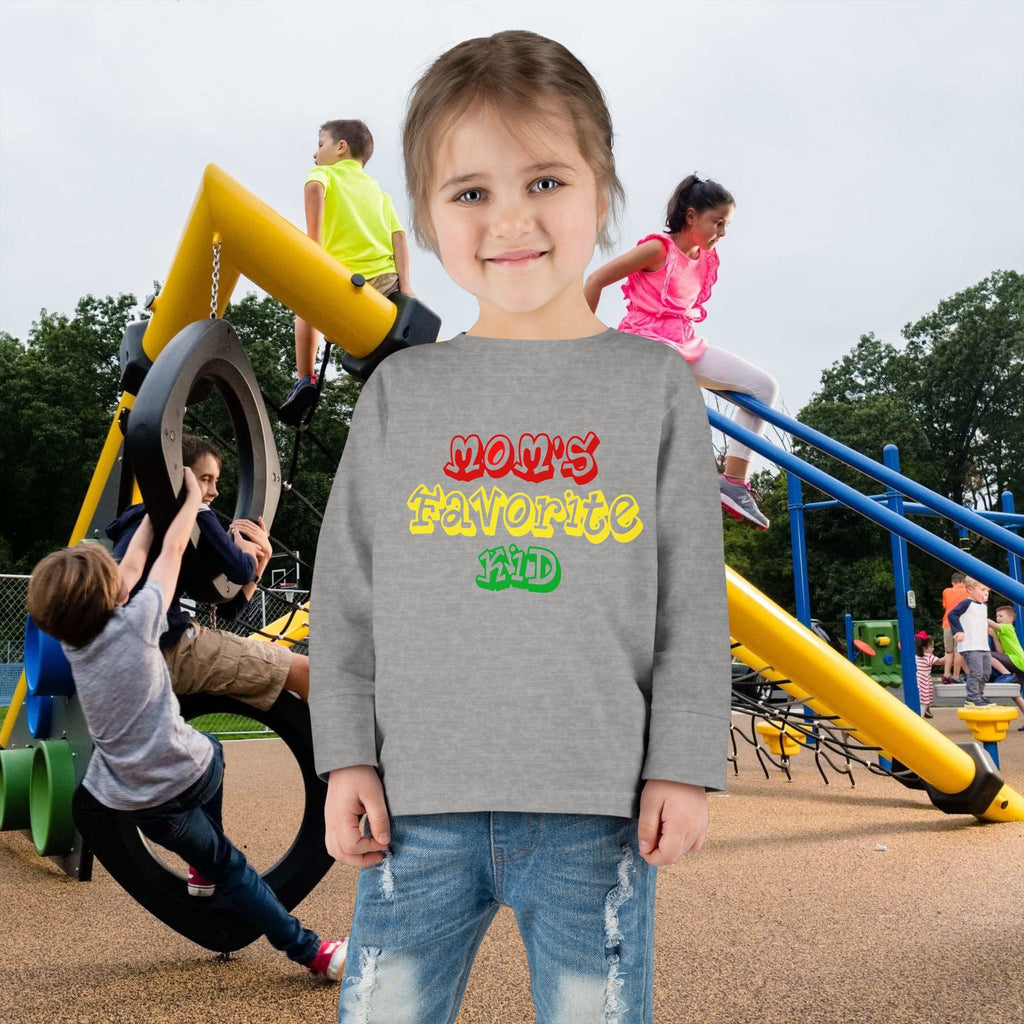 “Mom’s Favorite Kid” Toddler Long Sleeve Tee — Colorful Rasta Kids Shirt - 314 Originals