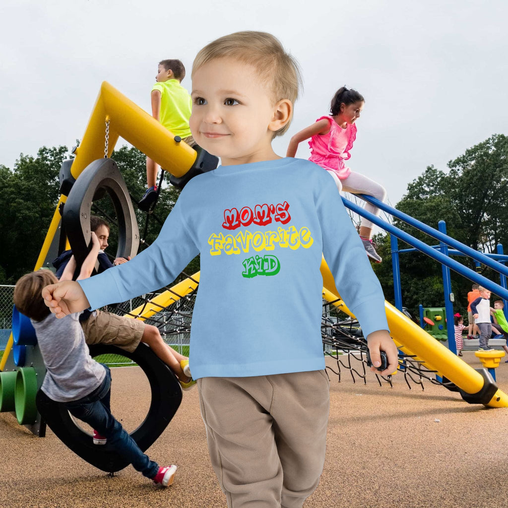 “Mom’s Favorite Kid” Toddler Long Sleeve Tee — Colorful Rasta Kids Shirt - 314 Originals