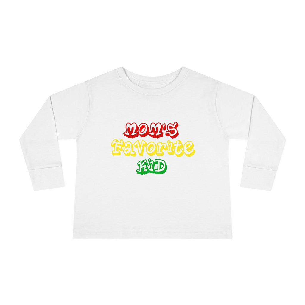 “Mom’s Favorite Kid” Toddler Long Sleeve Tee — Colorful Rasta Kids Shirt - 314 Originals