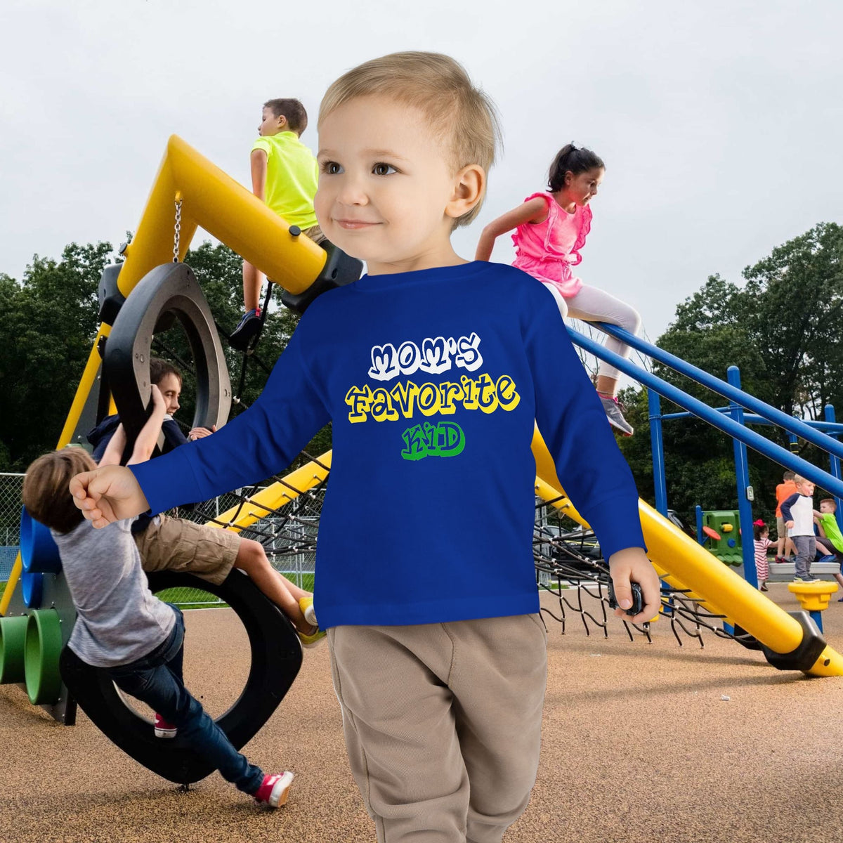 "Mom's Favorite Kid" Toddler Long Sleeve Tee — Graphic Shirt - 314 Originals
