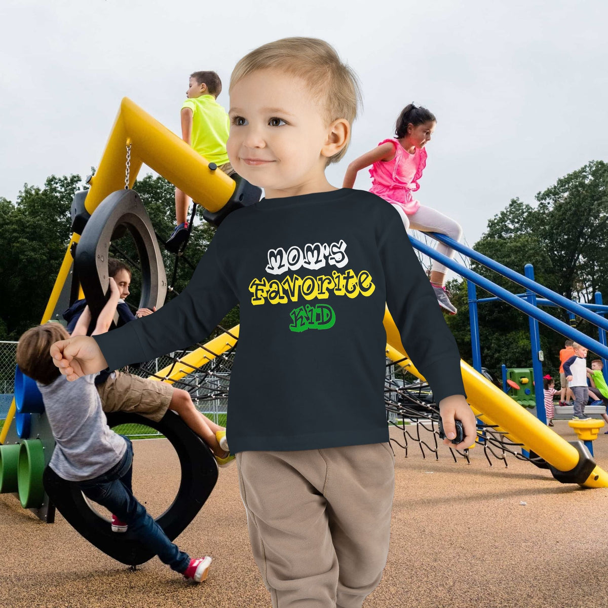 "Mom's Favorite Kid" Toddler Long Sleeve Tee — Graphic Shirt - 314 Originals