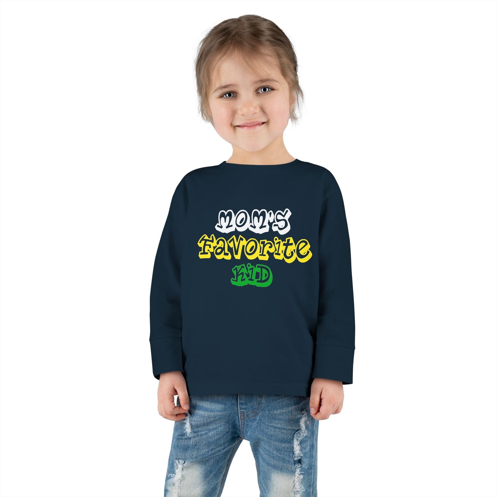 "Mom's Favorite Kid" Toddler Long Sleeve Tee — Graphic Shirt - 314 Originals