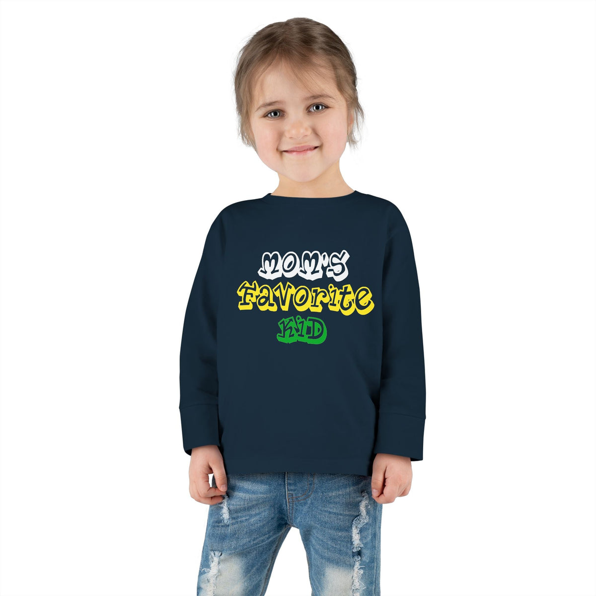"Mom's Favorite Kid" Toddler Long Sleeve Tee — Graphic Shirt - 314 Originals