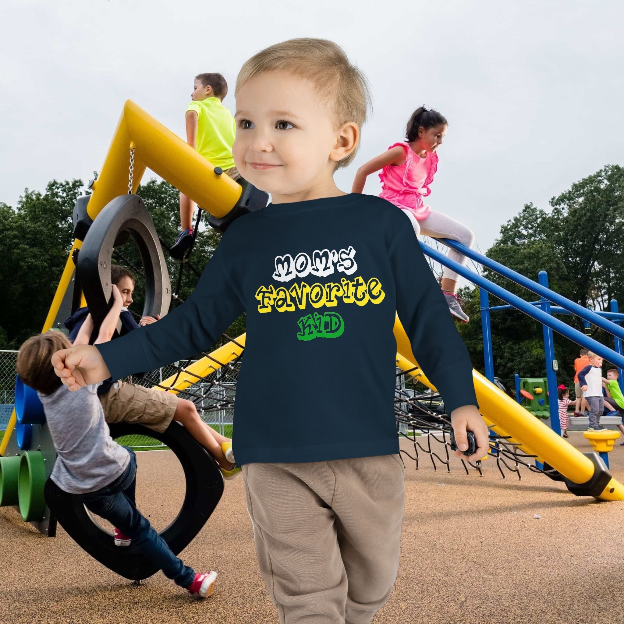 "Mom's Favorite Kid" Toddler Long Sleeve Tee — Graphic Shirt - 314 Originals