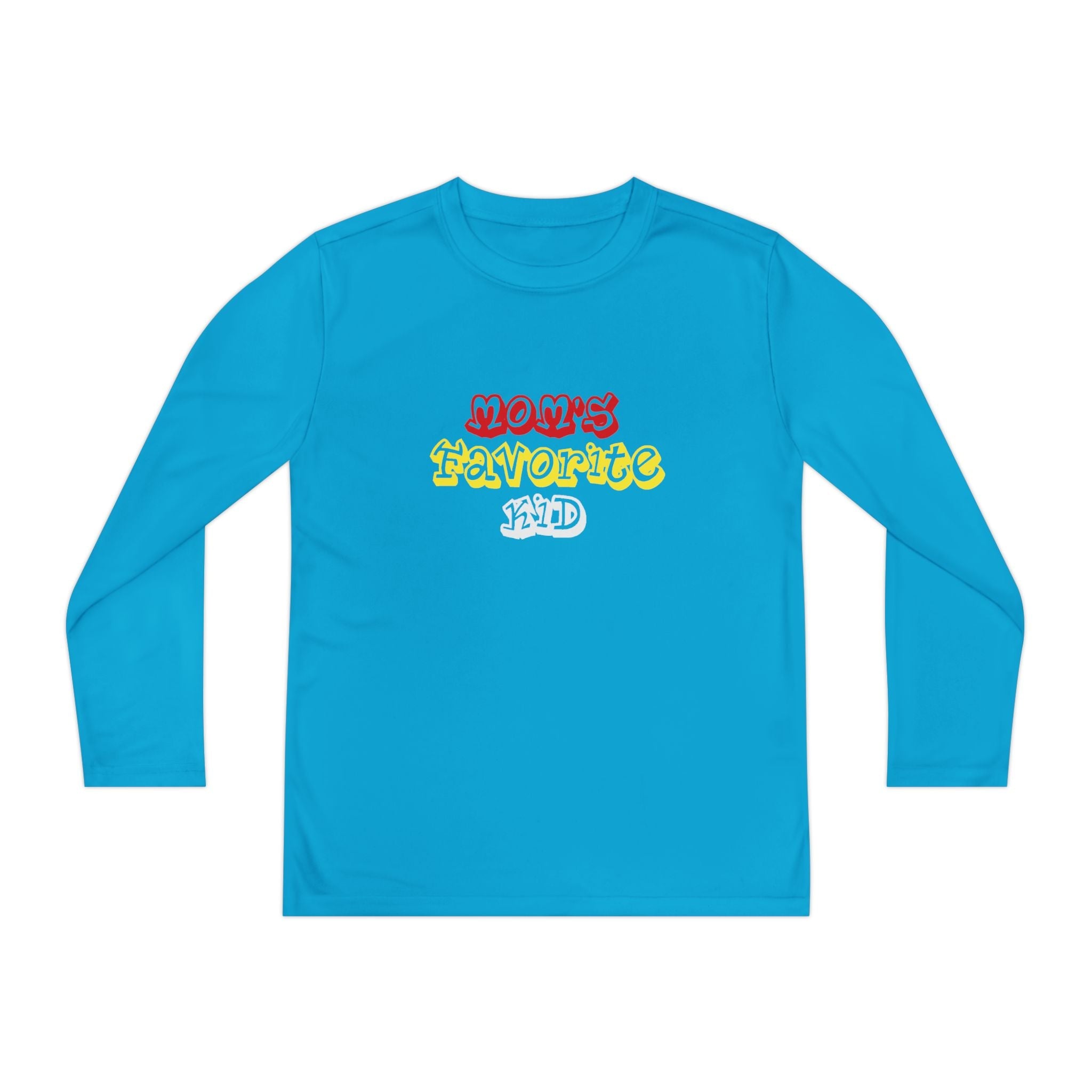 "Mom's Favorite Kid" Youth Long Sleeve Tee —Colorful Retro Design - 314 Originals