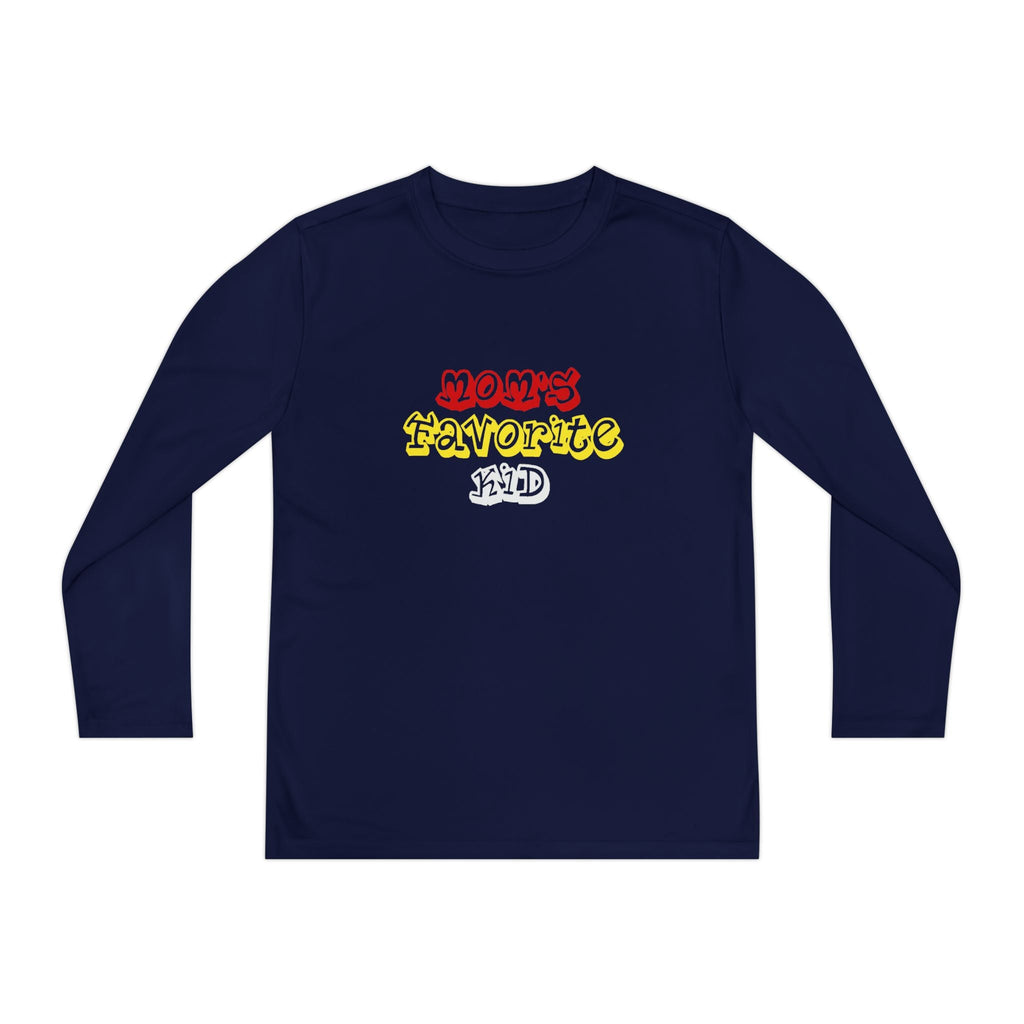 "Mom's Favorite Kid" Youth Long Sleeve Tee —Colorful Retro Design - 314 Originals