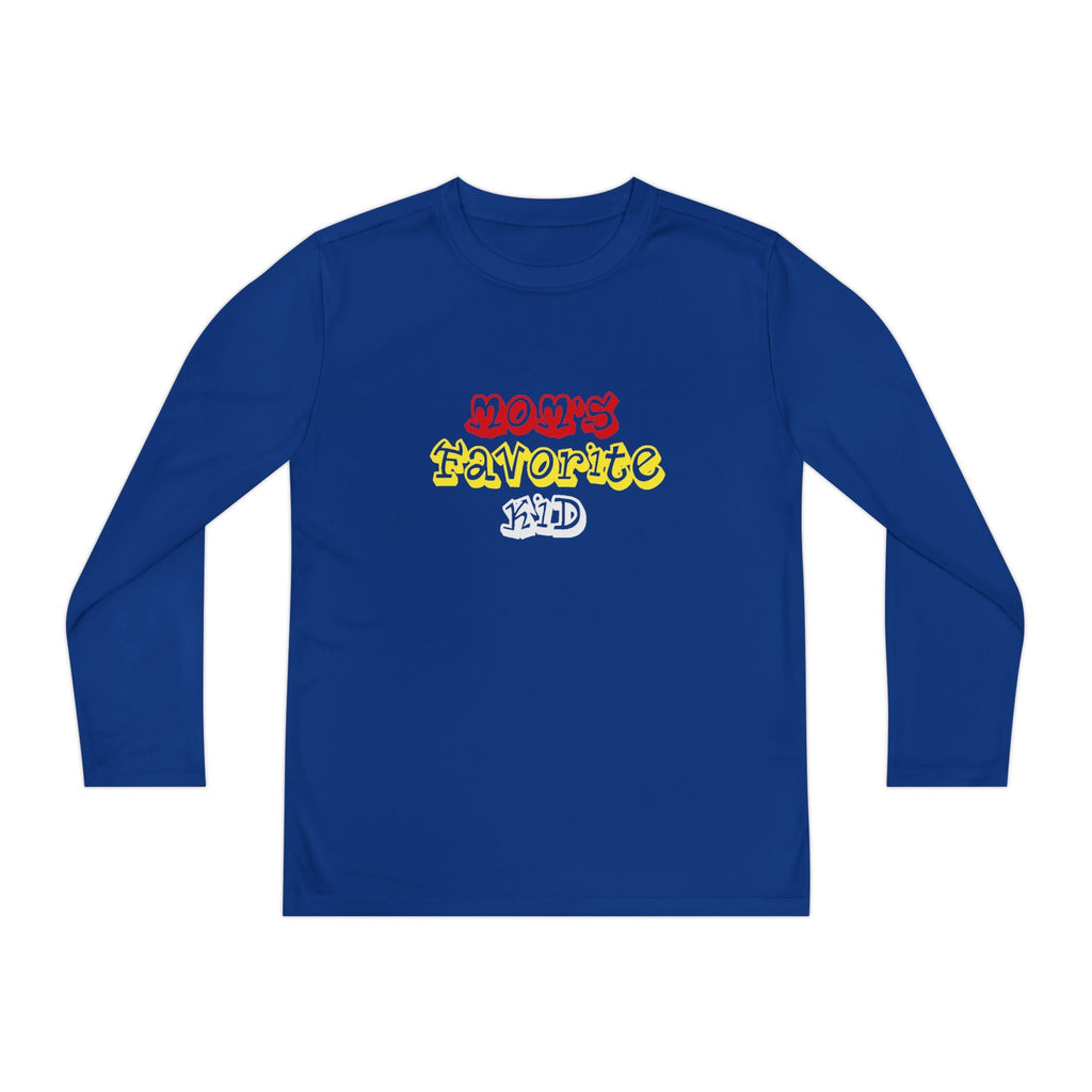 "Mom's Favorite Kid" Youth Long Sleeve Tee —Colorful Retro Design - 314 Originals