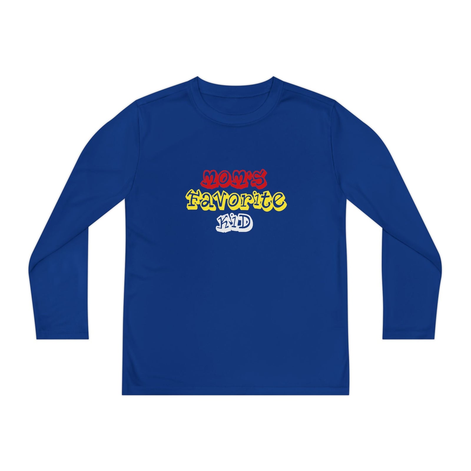 "Mom's Favorite Kid" Youth Long Sleeve Tee —Colorful Retro Design - 314 Originals