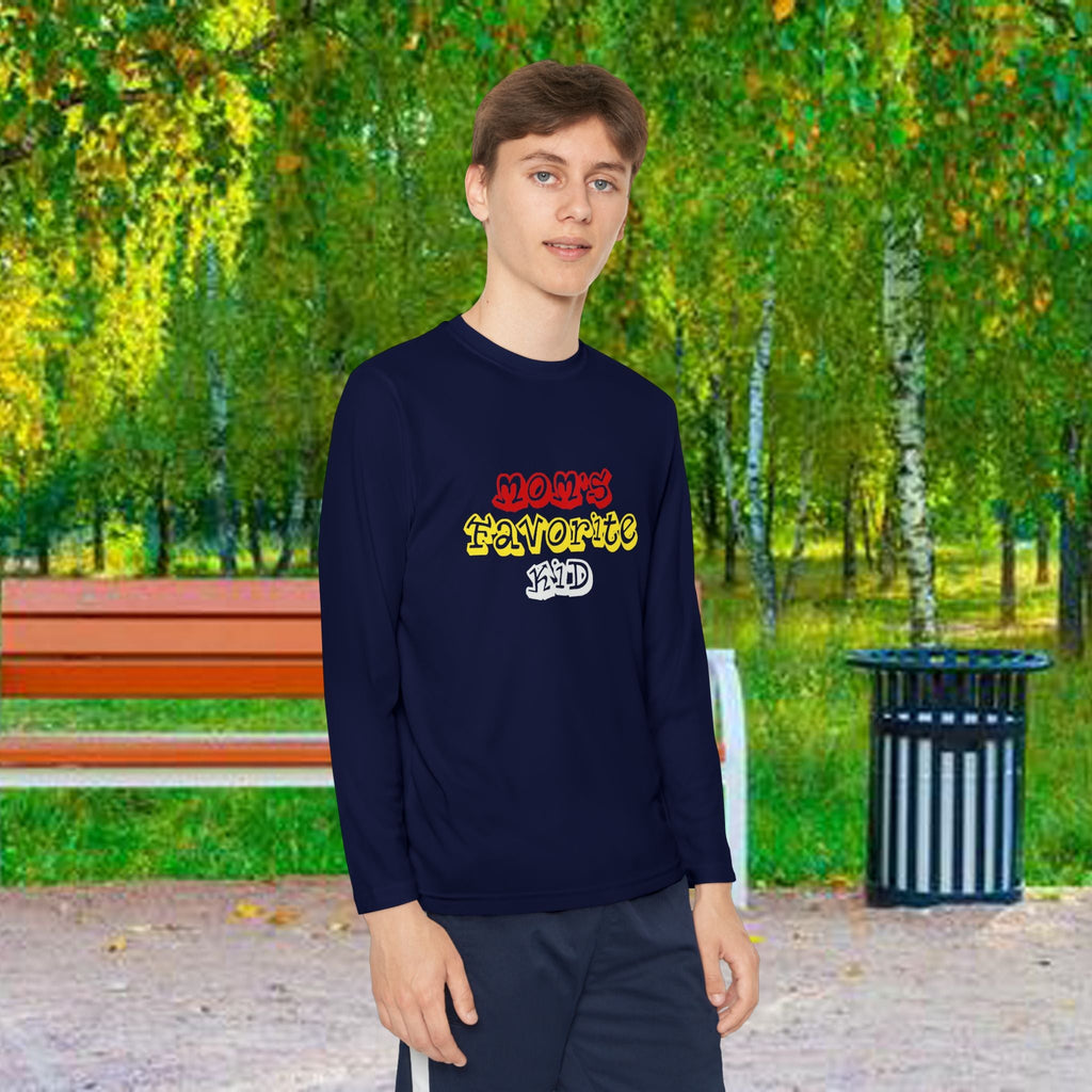 "Mom's Favorite Kid" Youth Long Sleeve Tee —Colorful Retro Design - 314 Originals