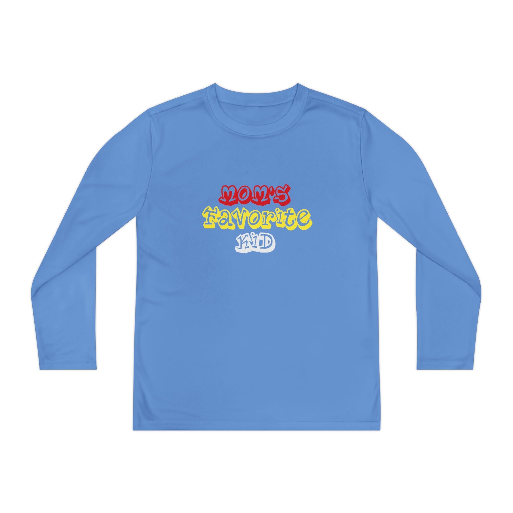 "Mom's Favorite Kid" Youth Long Sleeve Tee —Colorful Retro Design - 314 Originals