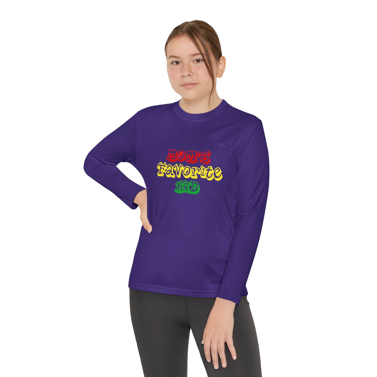 "Mom's Favorite Kid" Youth Long Sleeve Tee — Colorful Retro Graphic - 314 Originals