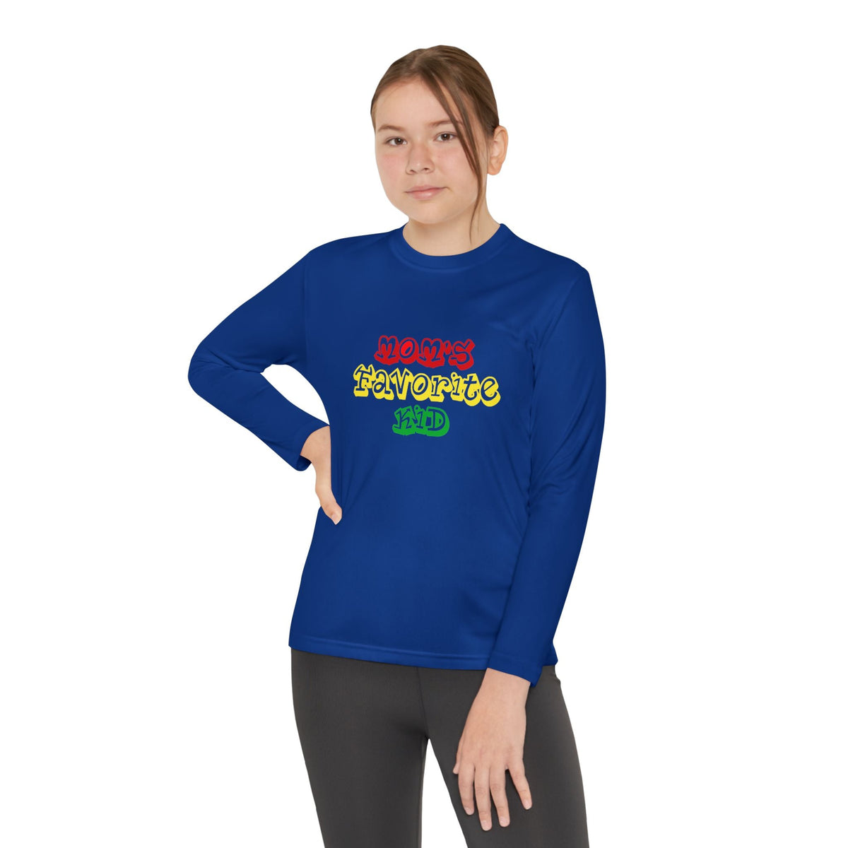 "Mom's Favorite Kid" Youth Long Sleeve Tee — Colorful Retro Graphic - 314 Originals