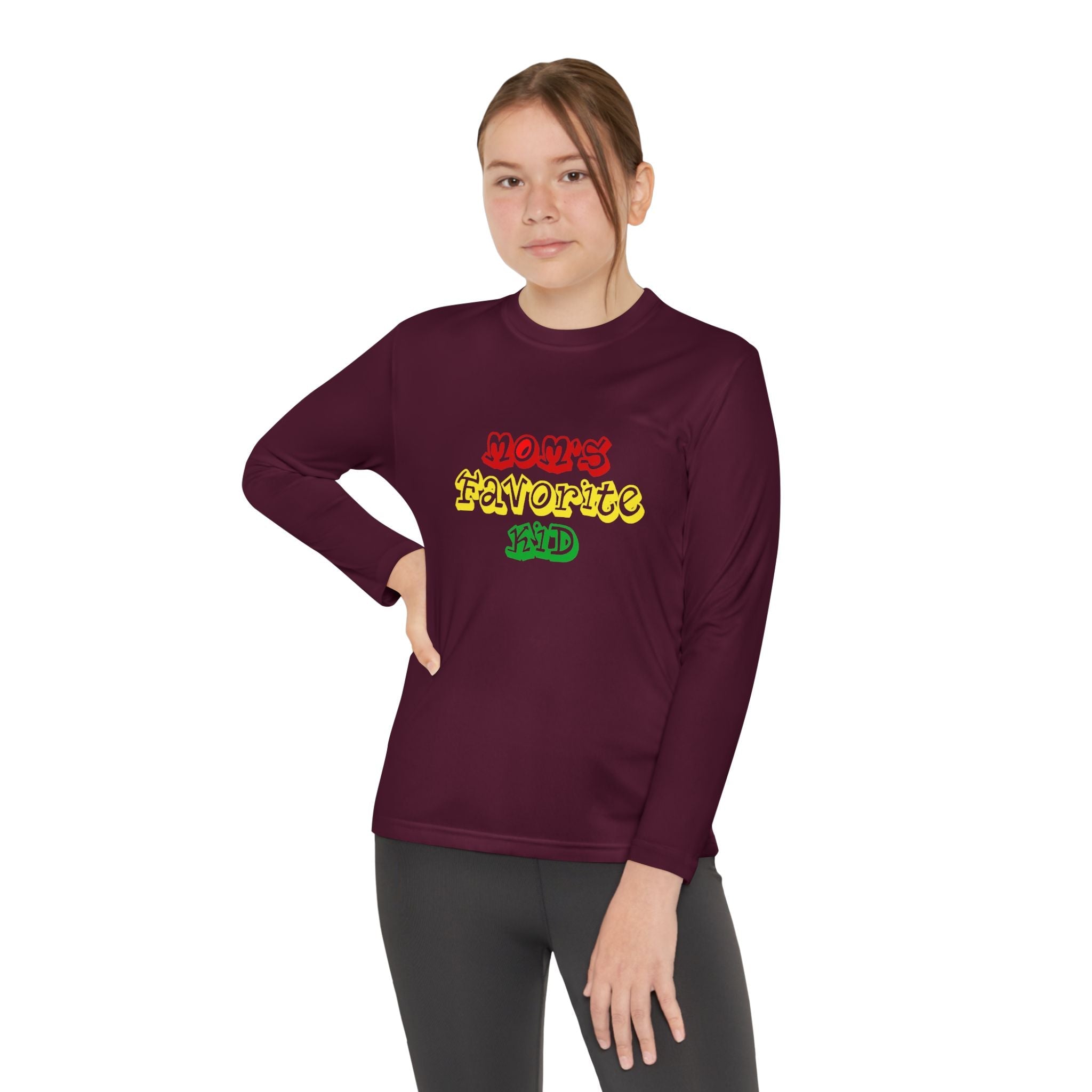 "Mom's Favorite Kid" Youth Long Sleeve Tee — Colorful Retro Graphic - 314 Originals