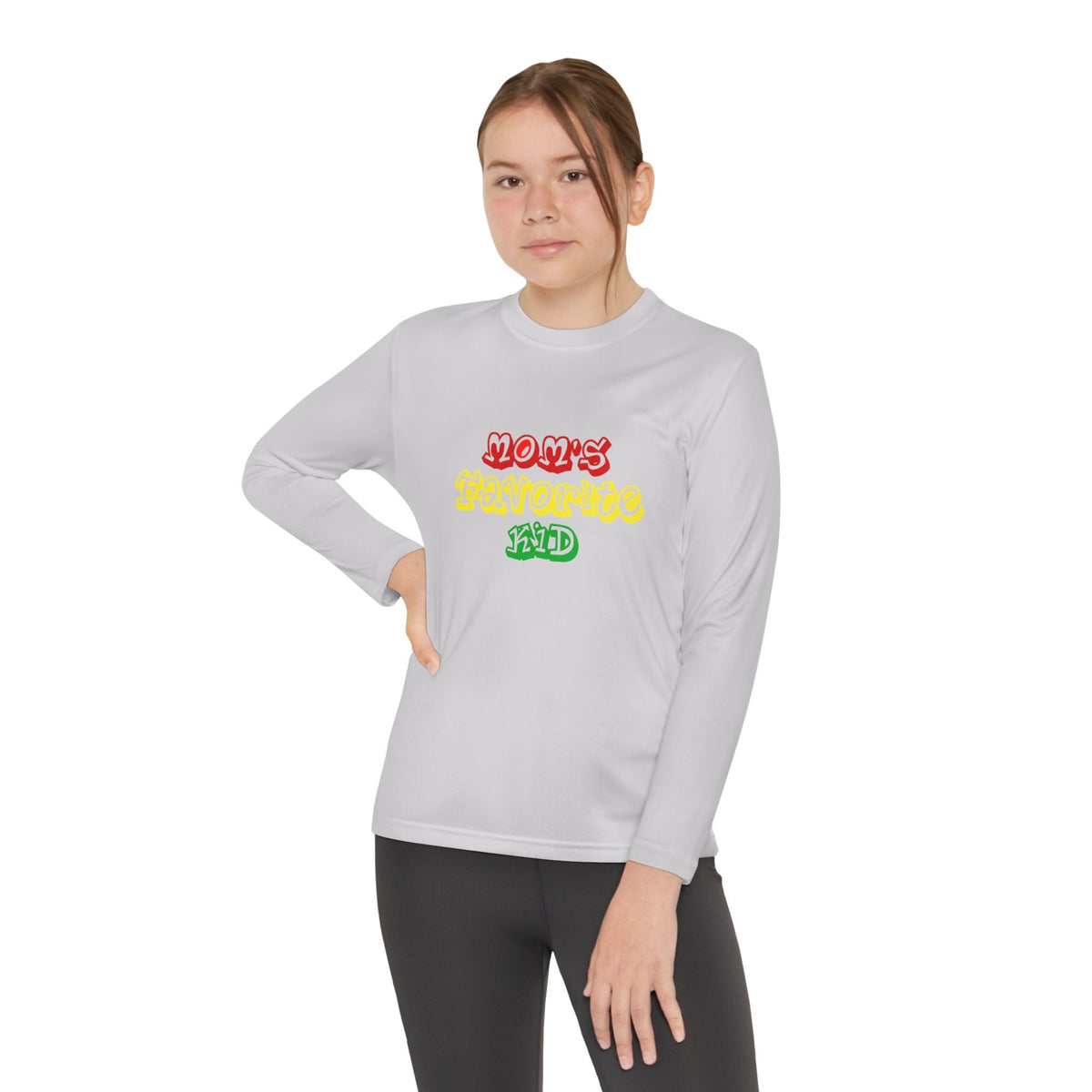 "Mom's Favorite Kid" Youth Long Sleeve Tee — Colorful Retro Graphic - 314 Originals