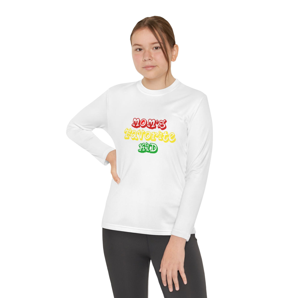 "Mom's Favorite Kid" Youth Long Sleeve Tee — Colorful Retro Graphic - 314 Originals