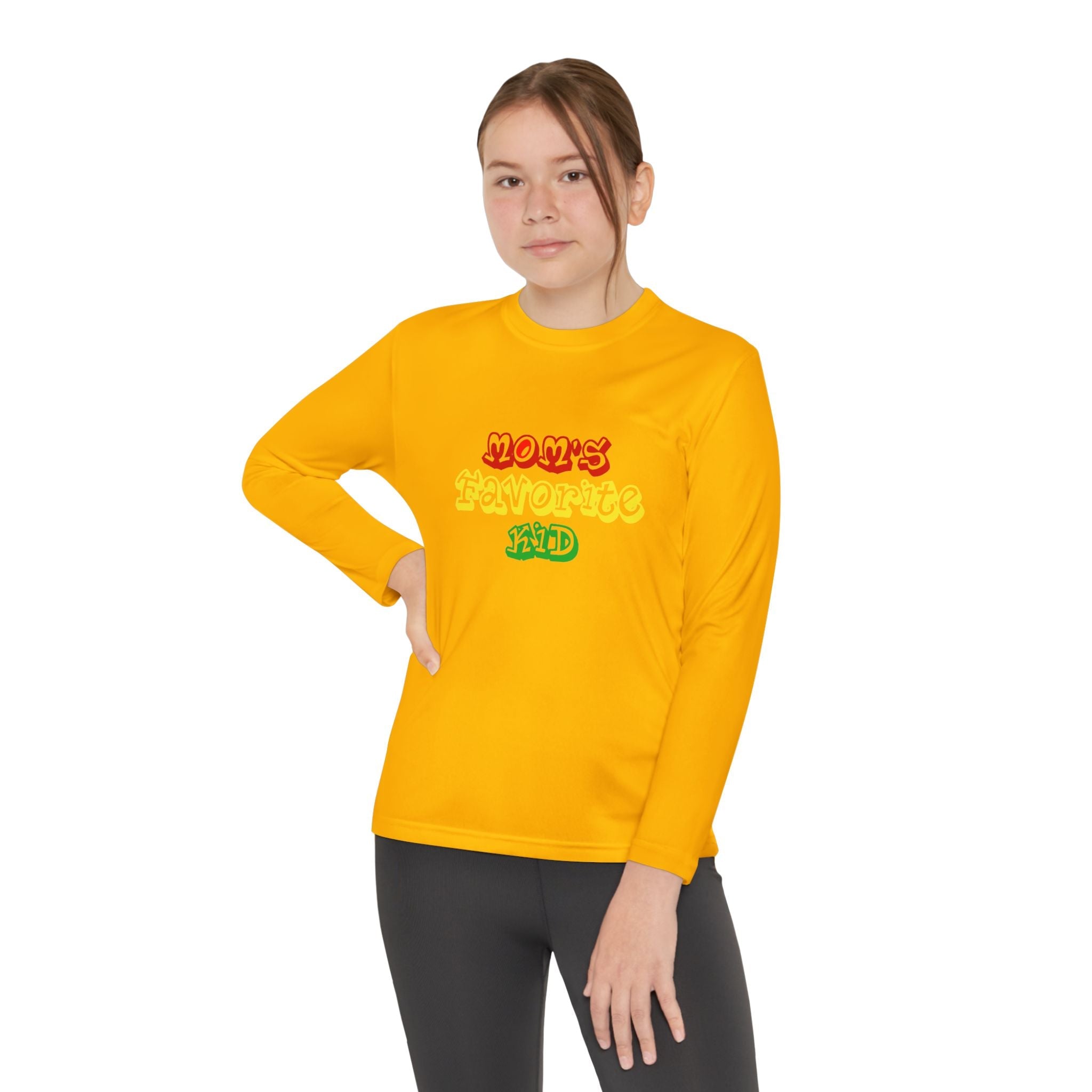 "Mom's Favorite Kid" Youth Long Sleeve Tee — Colorful Retro Graphic - 314 Originals