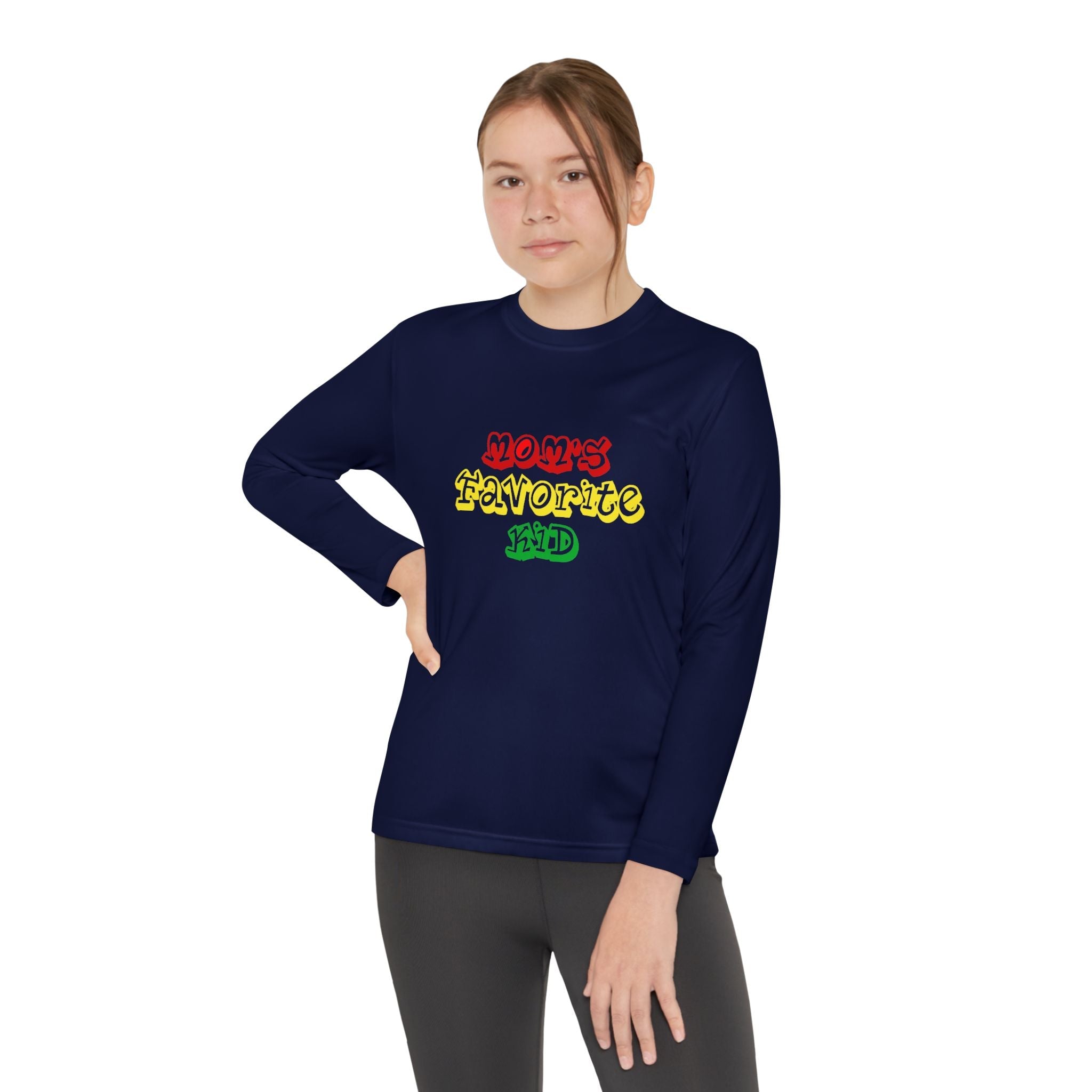 "Mom's Favorite Kid" Youth Long Sleeve Tee — Colorful Retro Graphic - 314 Originals