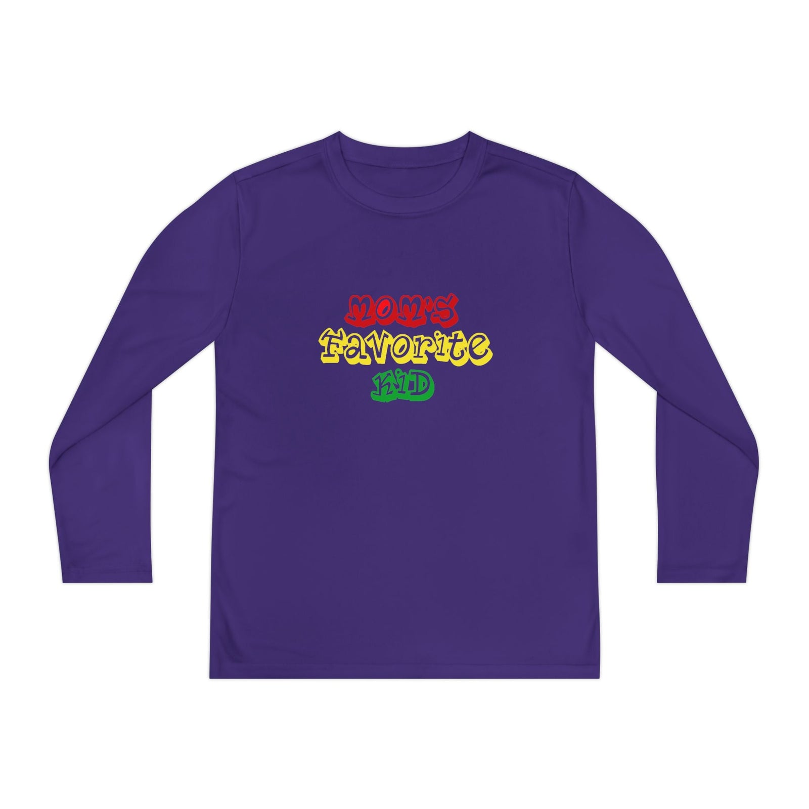 "Mom's Favorite Kid" Youth Long Sleeve Tee — Colorful Retro Graphic - 314 Originals