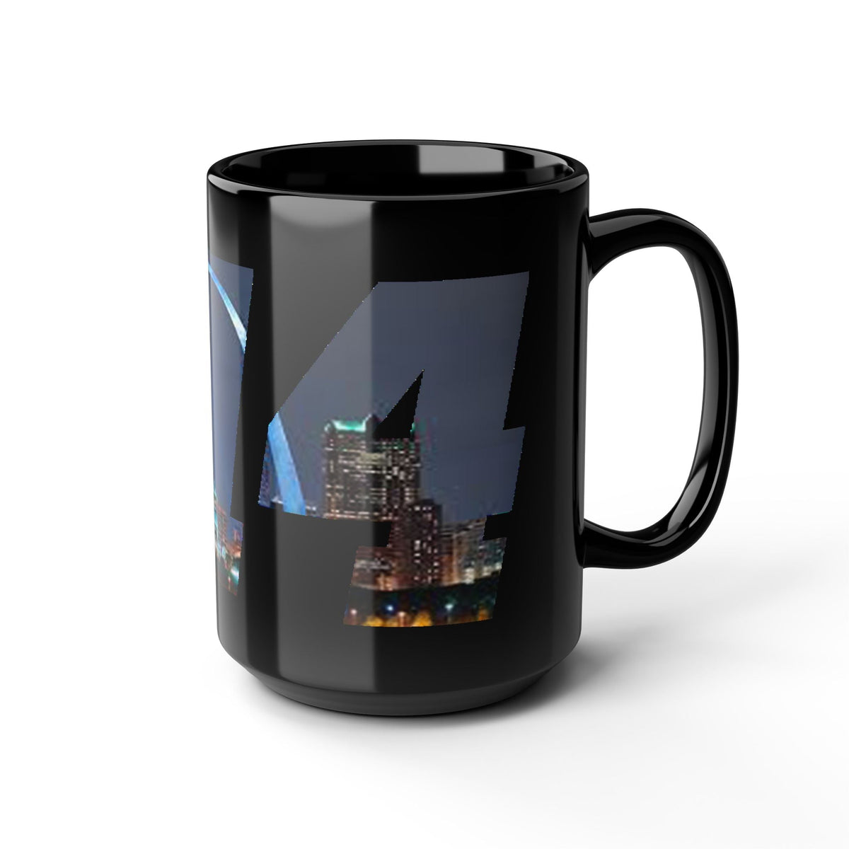 My City Skyline Black Mug – Nighttime Gateway Arch Coffee Cup (11oz & 15oz) - 314 Originals