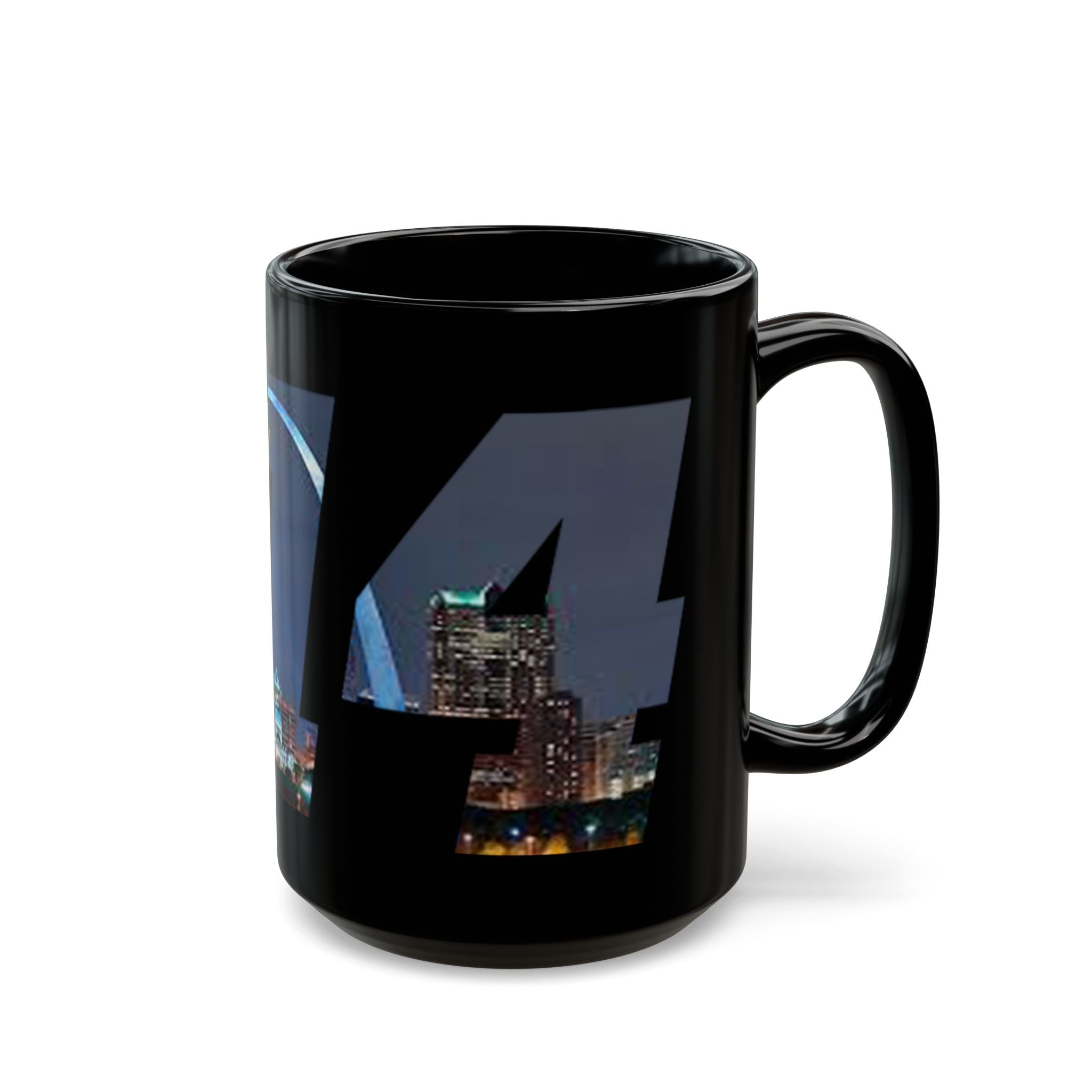 My City Skyline Black Mug – Nighttime Gateway Arch Coffee Cup (11oz & 15oz) - 314 Originals