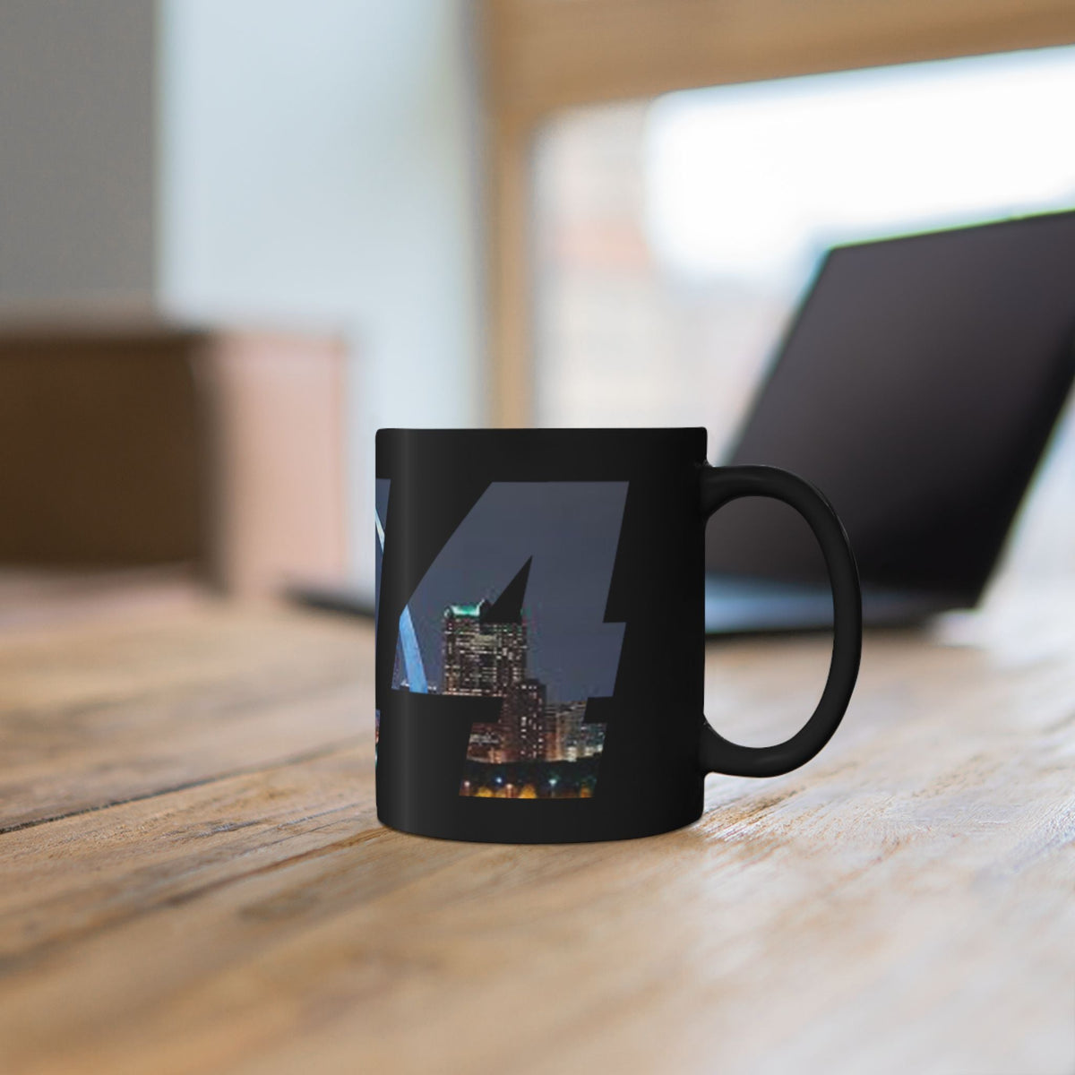 My City Skyline Black Mug – Nighttime Gateway Arch Coffee Cup (11oz & 15oz) - 314 Originals