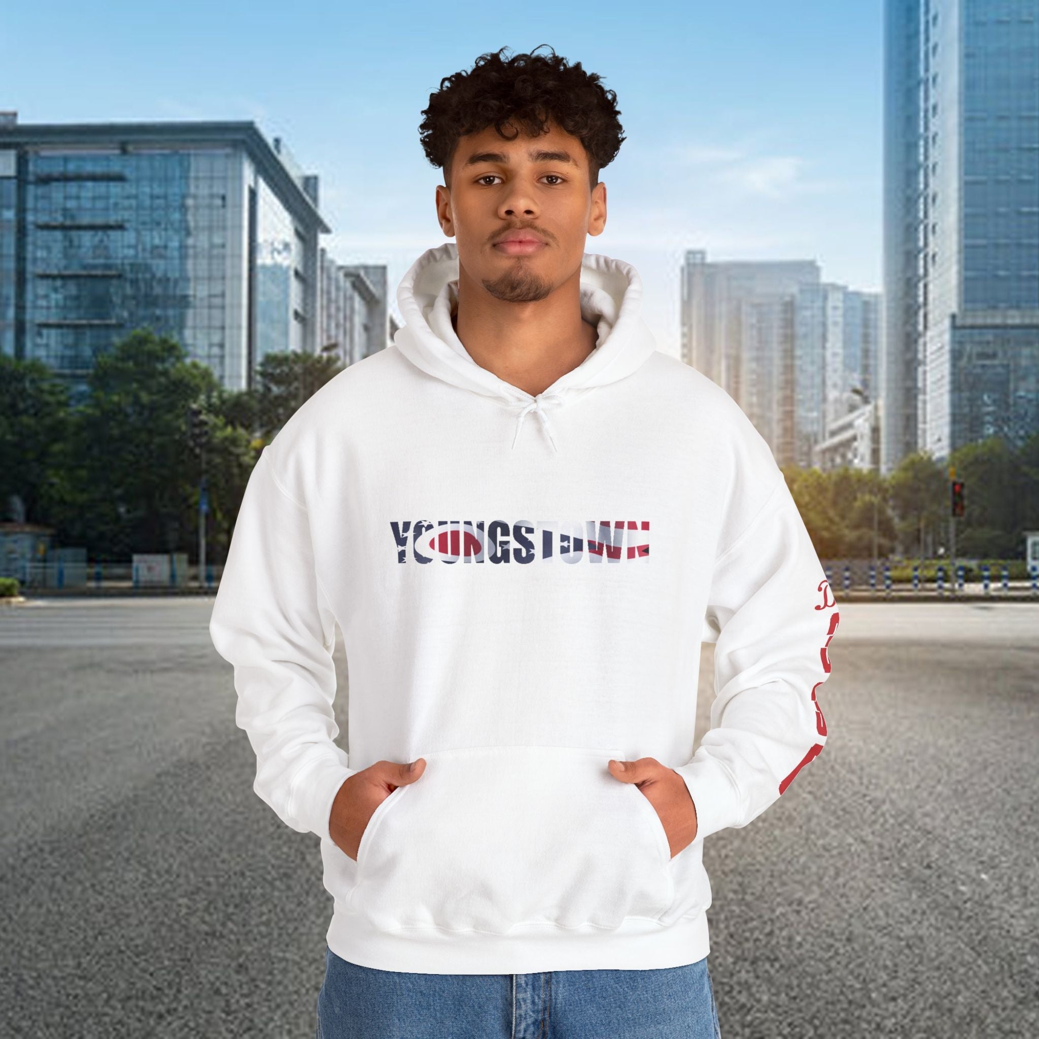 Ohio Flag Hoodie — State Outline with American Stars & Stripes Design - 314 Originals