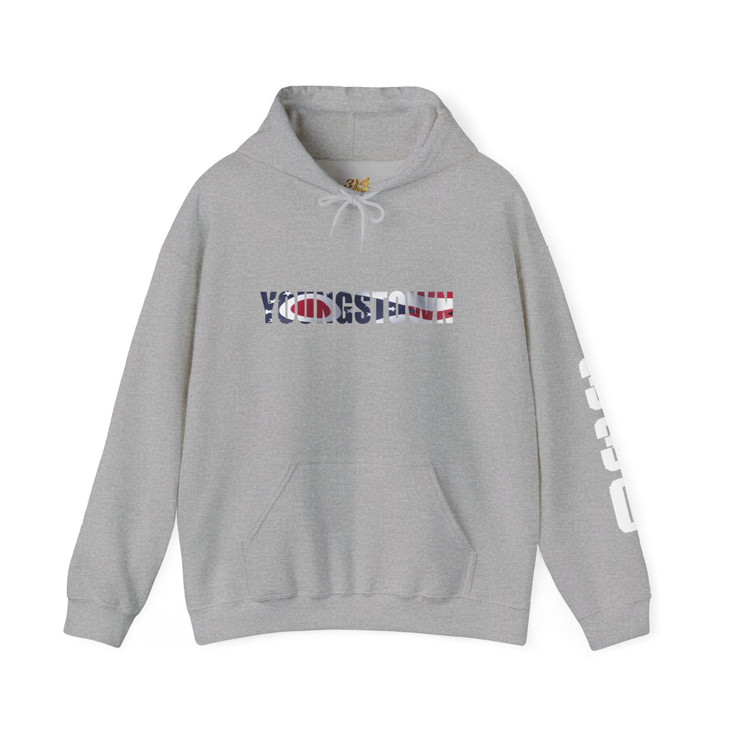Ohio Flag Hoodie — State Outline with American Stars & Stripes Design - 314 Originals