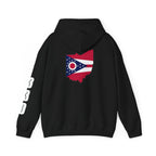Ohio Flag Hoodie — State Outline with American Stars & Stripes Design - 314 Originals