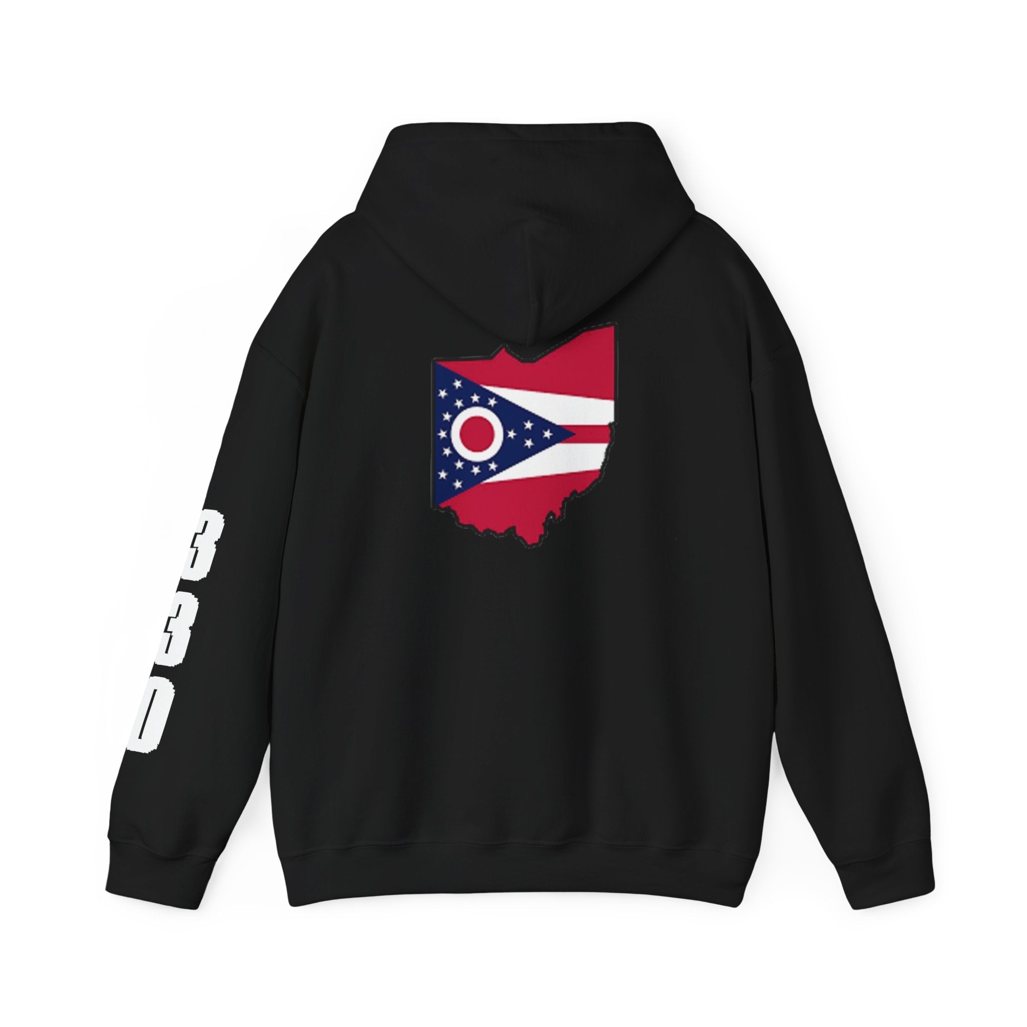 Ohio Flag Hoodie — State Outline with American Stars & Stripes Design - 314 Originals