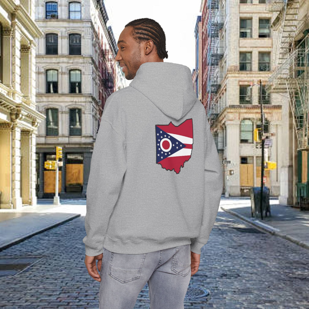Ohio Flag Hoodie — State Outline with American Stars & Stripes Design - 314 Originals