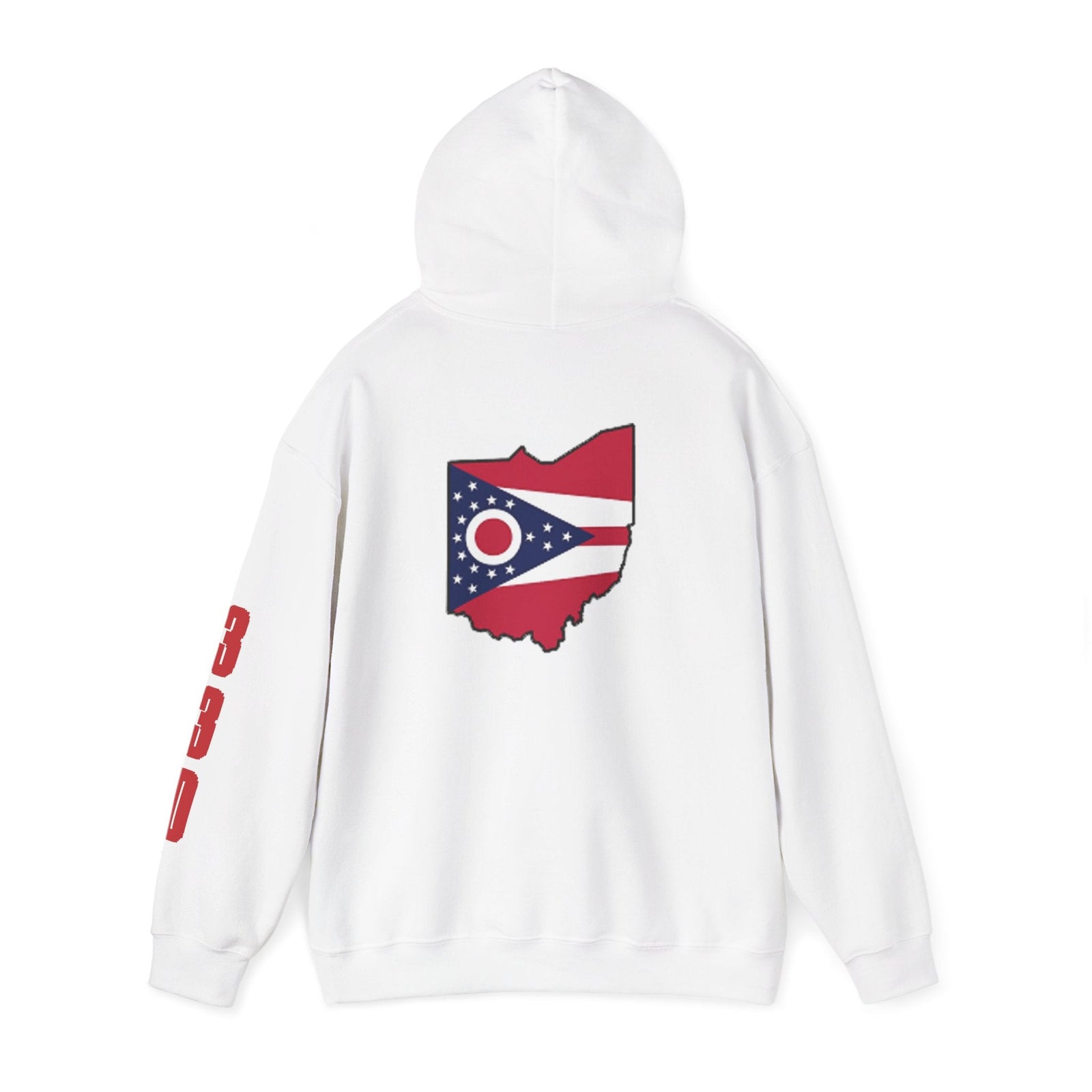 Ohio Flag Hoodie — State Outline with American Stars & Stripes Design - 314 Originals