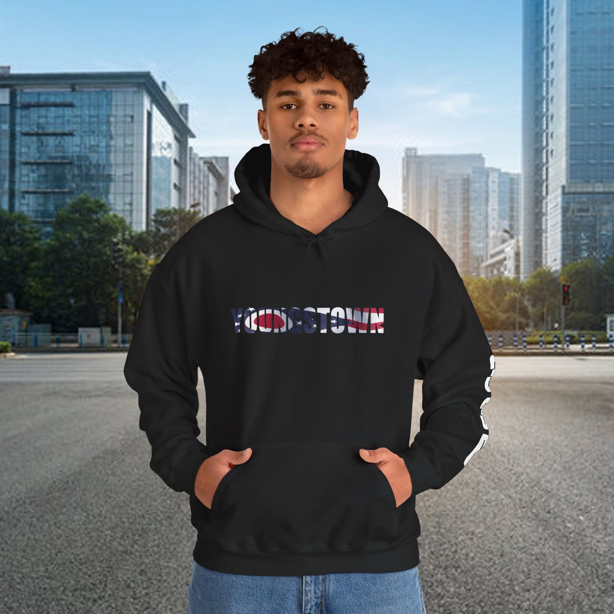 Ohio Flag Hoodie — State Outline with American Stars & Stripes Design - 314 Originals
