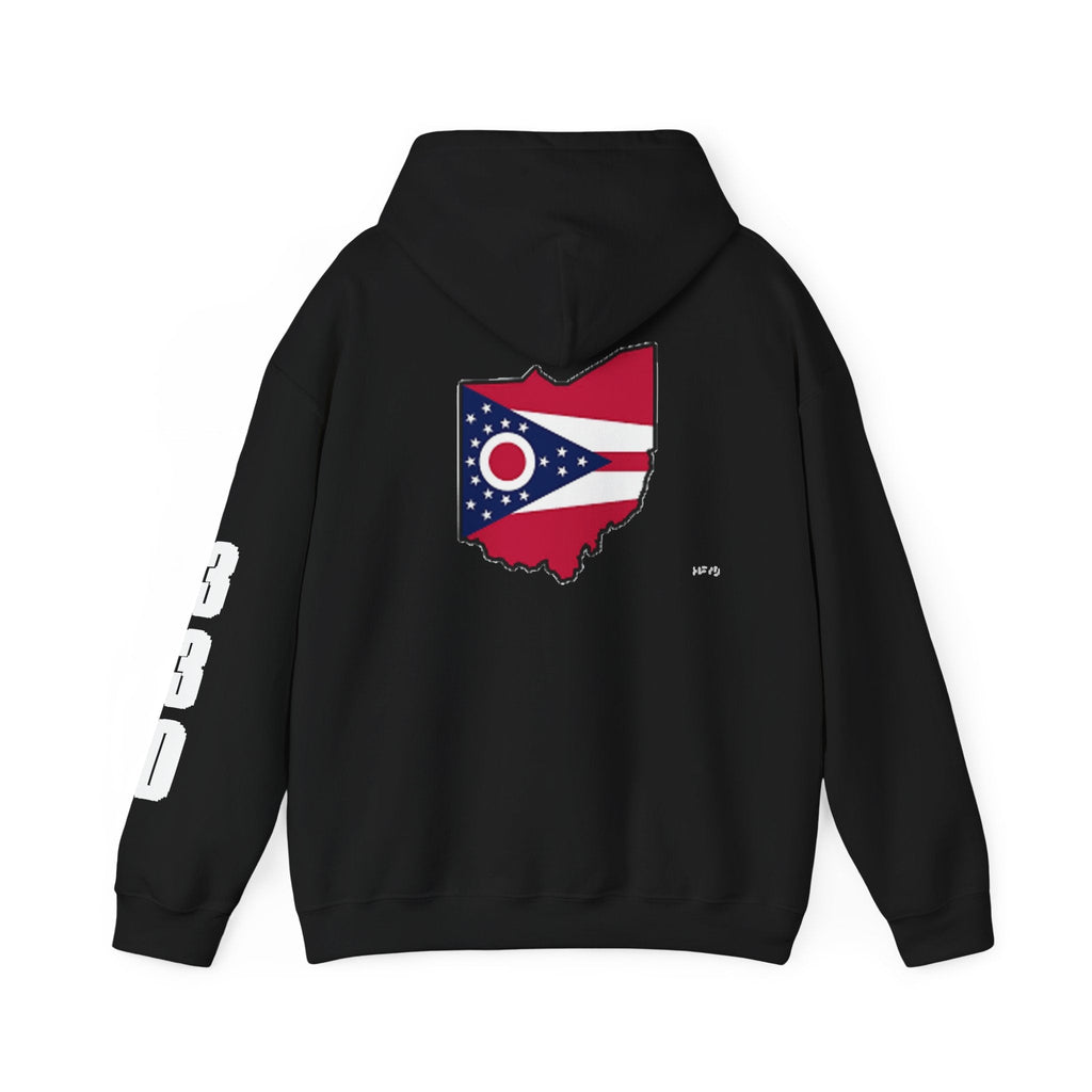 Ohio Flag Hoodie — State Outline with American Stars & Stripes Design - 314 Originals