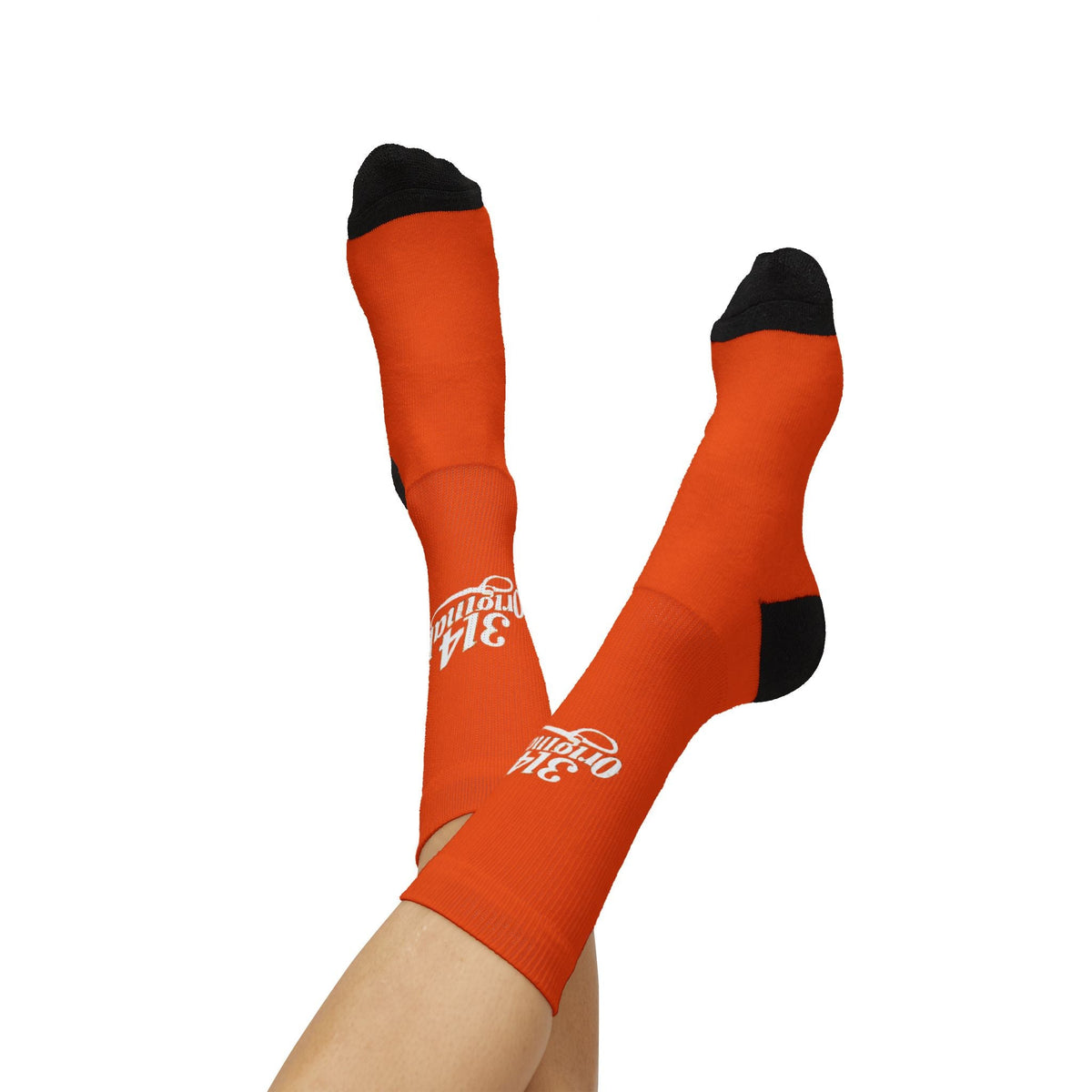 Orange Sublimation Socks with '314 Originals' Script — Athletic Crew Socks - 314 Originals