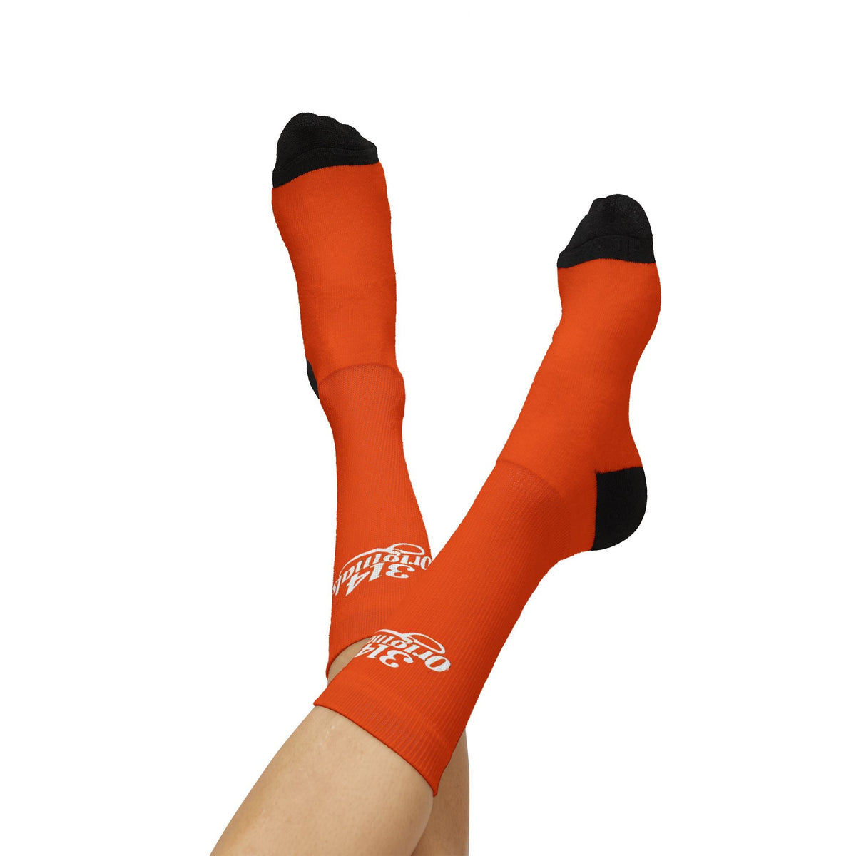 Orange Sublimation Socks with '314 Originals' Script — Athletic Crew Socks - 314 Originals