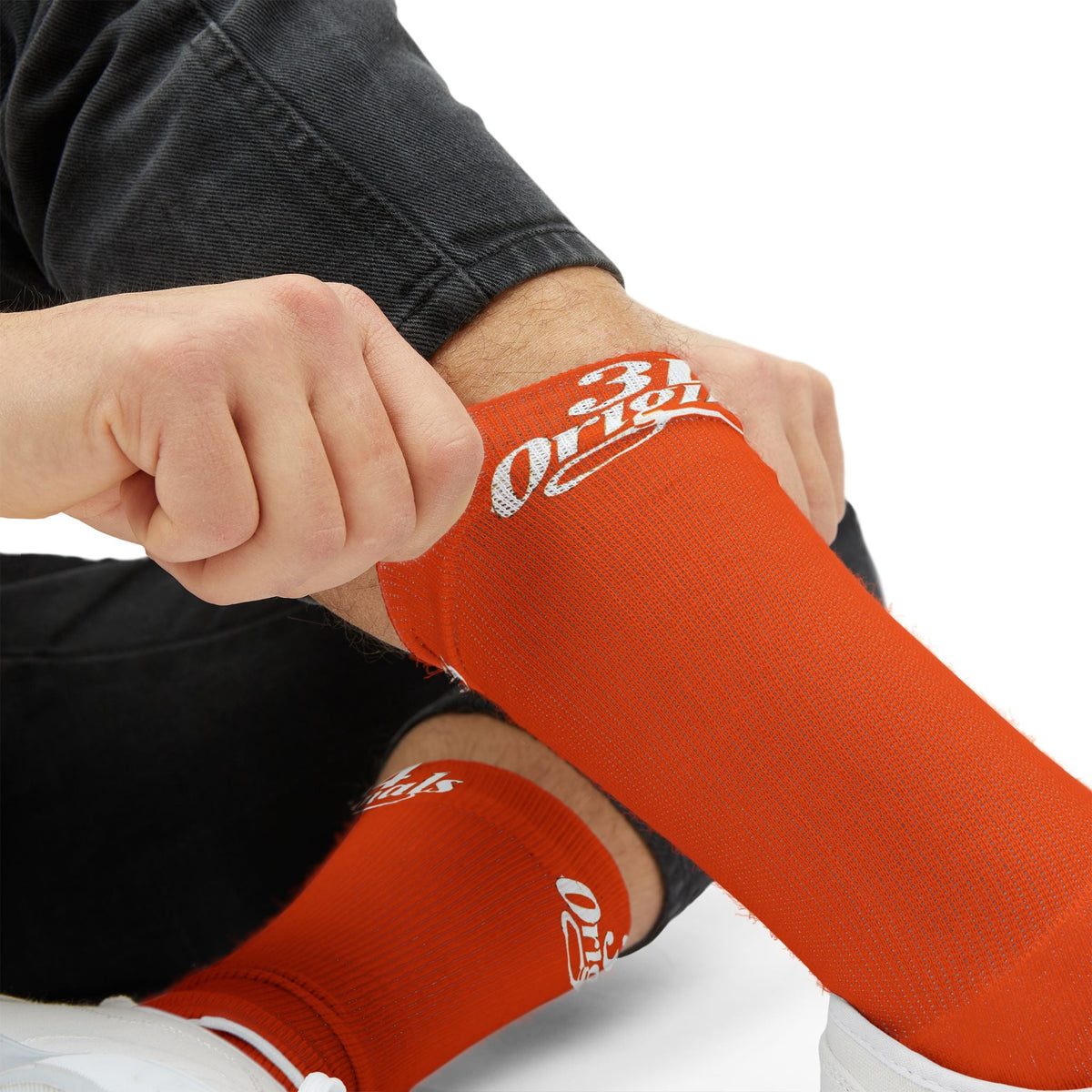 Orange Sublimation Socks with '314 Originals' Script — Athletic Crew Socks - 314 Originals